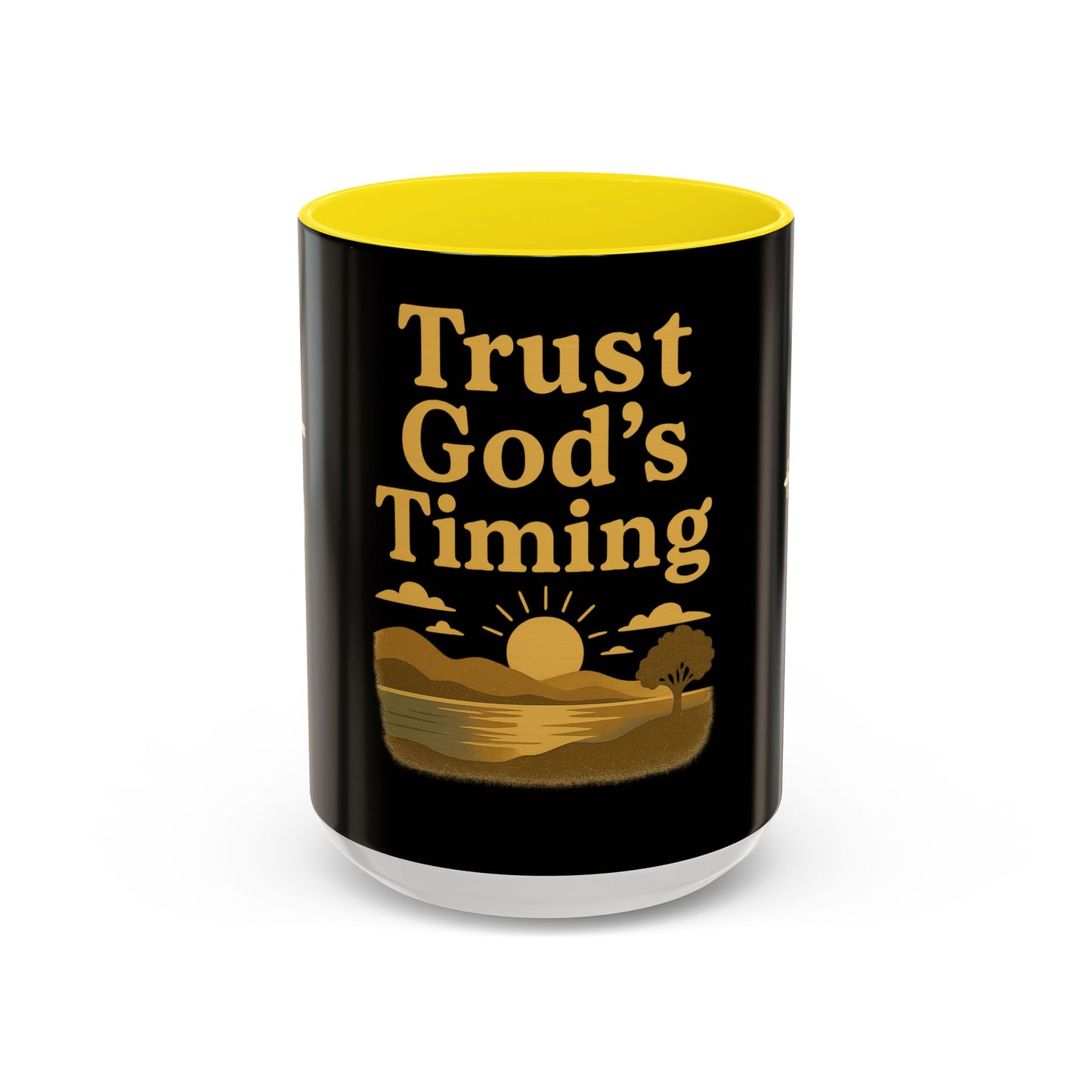 Trust God's Timing Christian Coffee Mug – Inspirational Accent Cup (11oz & 15oz), Faith-Based Gift for Coffee & Tea Lovers
