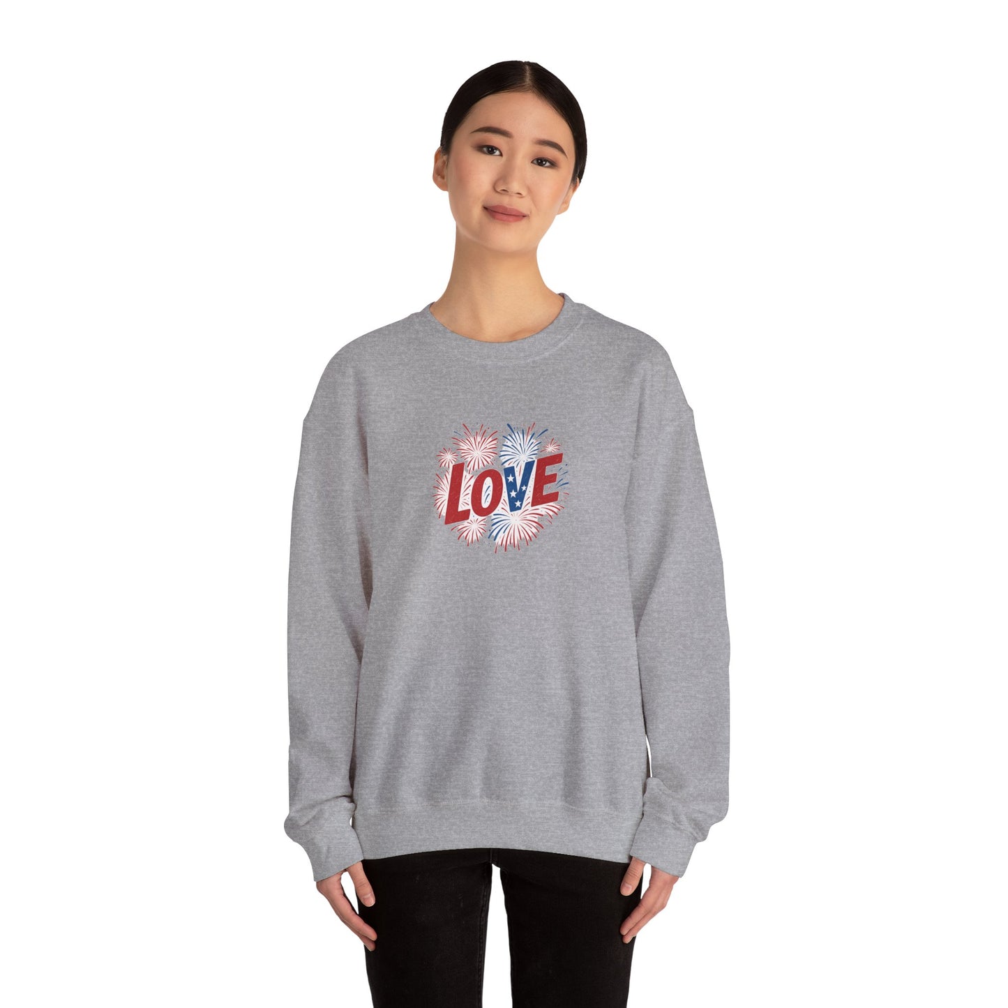 Patriotic Love Sweatshirt | Unisex Crewneck, Cozy Top for Celebrations, Gifts, Independence Day, Casual Style, Everyday Comfort
