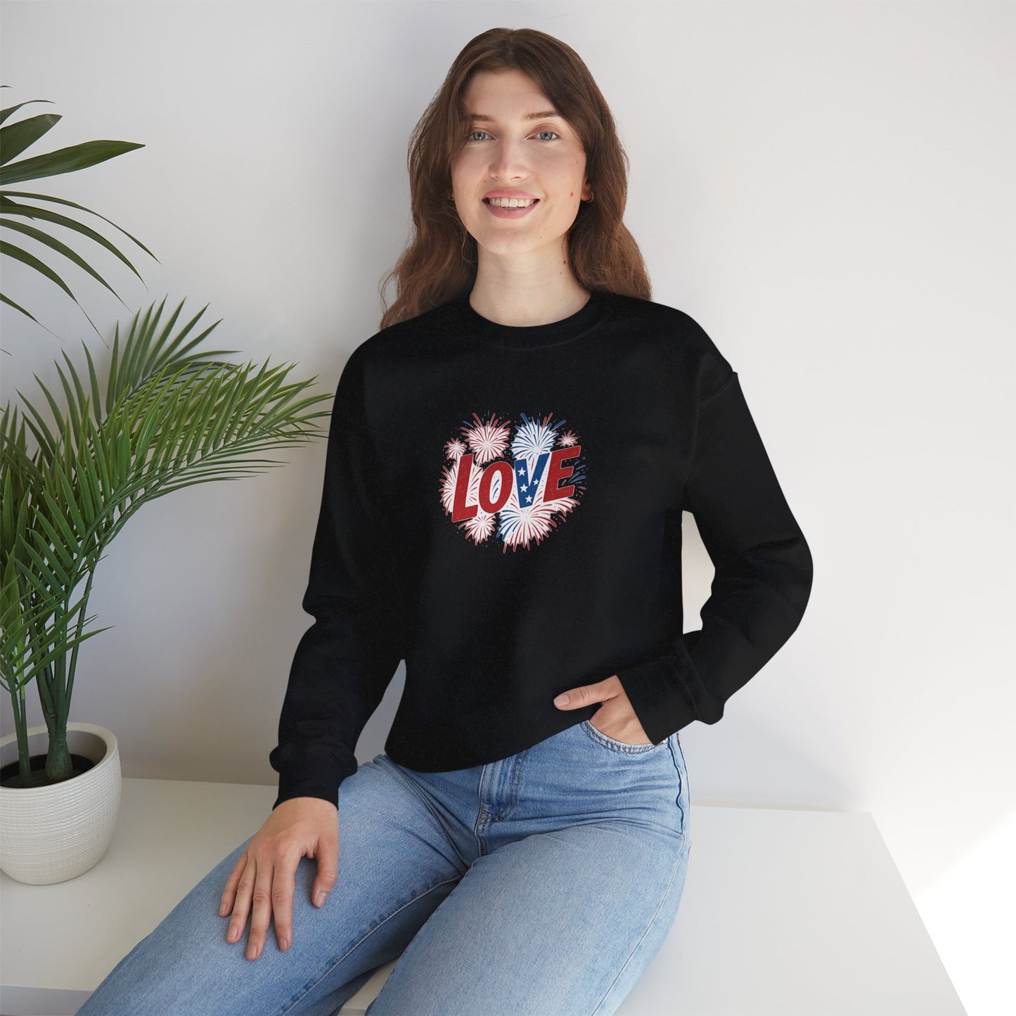 Patriotic Love Sweatshirt | Unisex Crewneck, Cozy Top for Celebrations, Gifts, Independence Day, Casual Style, Everyday Comfort