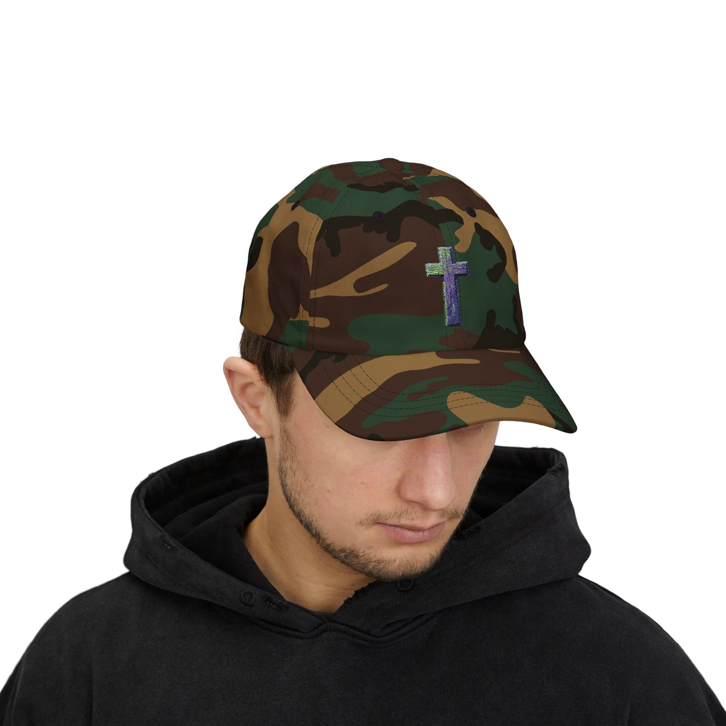 Classic Cap with Colorful Cross Design - Faith-Based Hat, Gift for Dads, Casual Wear, Stylish Accessory