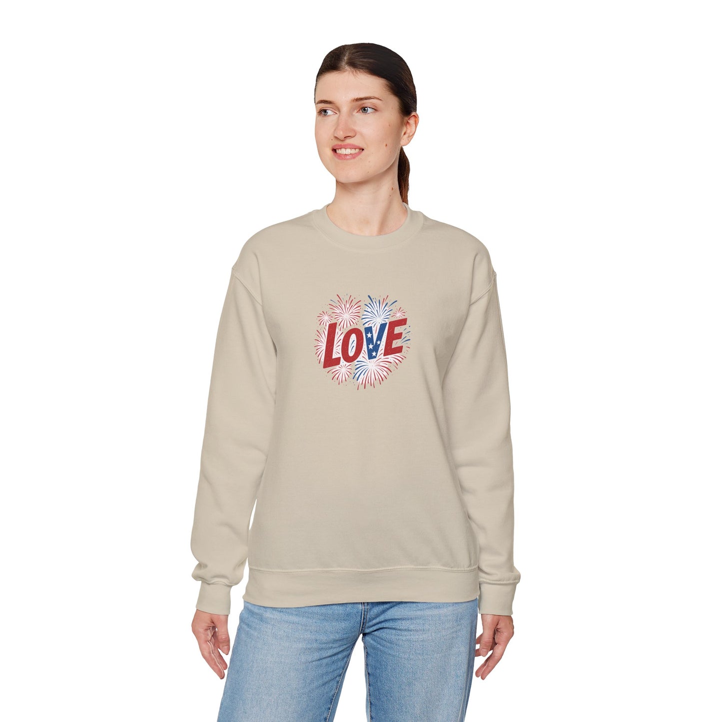 Patriotic Love Sweatshirt | Unisex Crewneck, Cozy Top for Celebrations, Gifts, Independence Day, Casual Style, Everyday Comfort