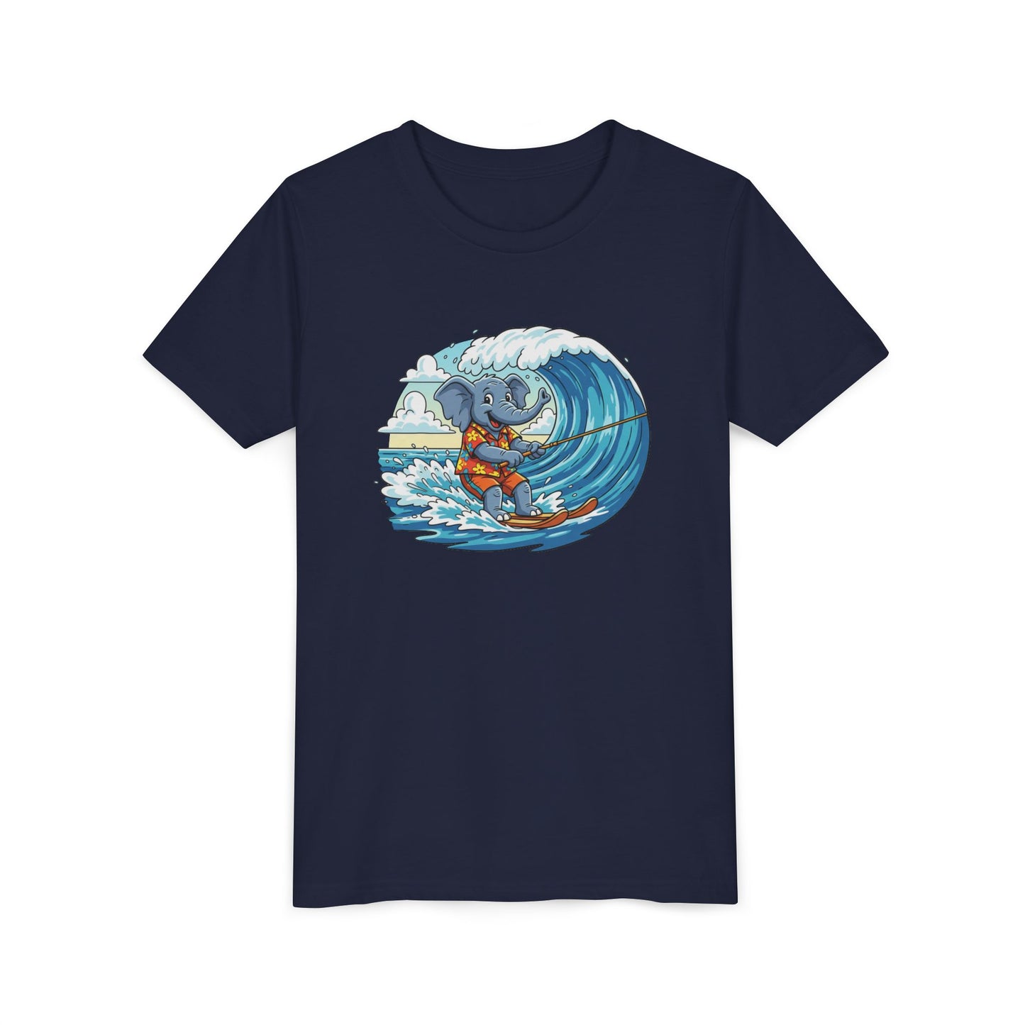 Youth Tee - Elephant Skiing Tee for Kids, Birthday Present, Animal Lovers Shirt, Playful Kids Shirt