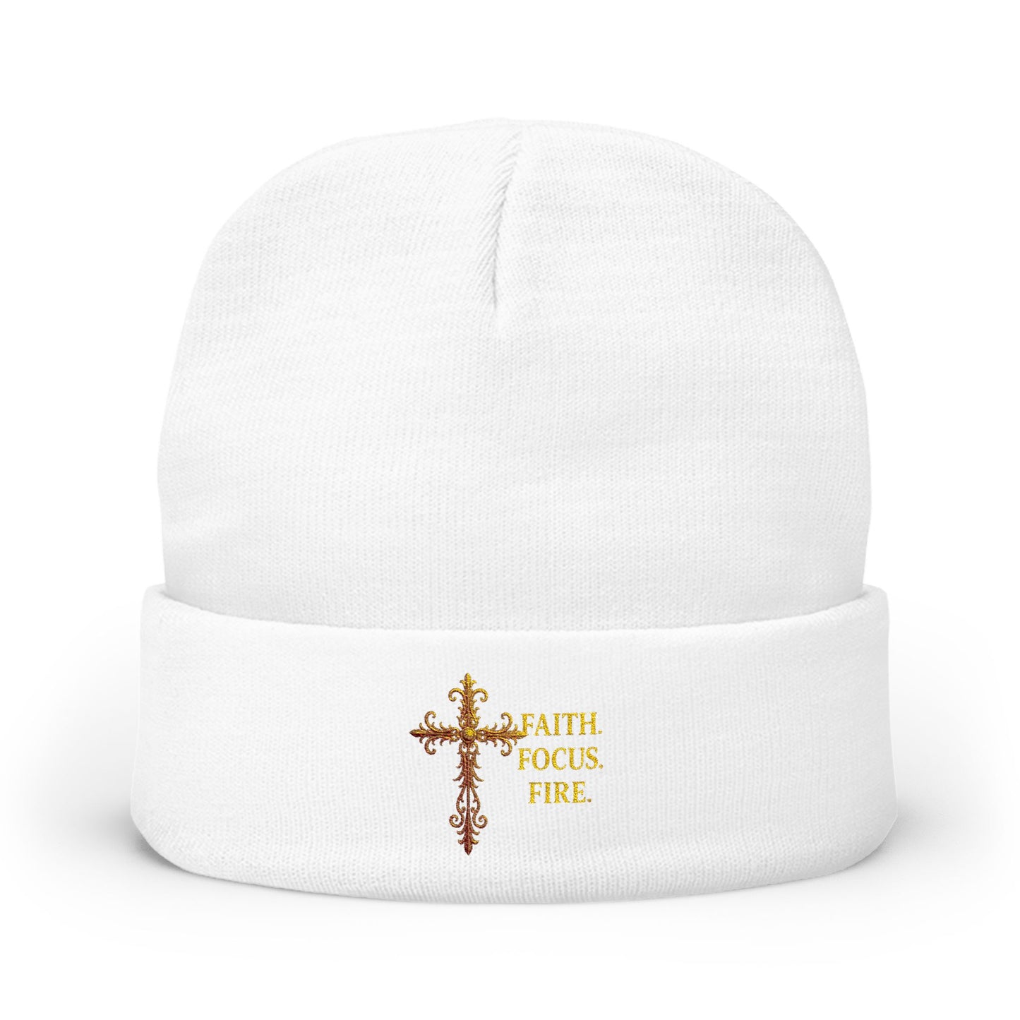 Embroidered Faith Beanie - Cozy Knit Hat for Winter, Inspirational Accessory, Unisex, Gift for Believers, Fashionable Headwear