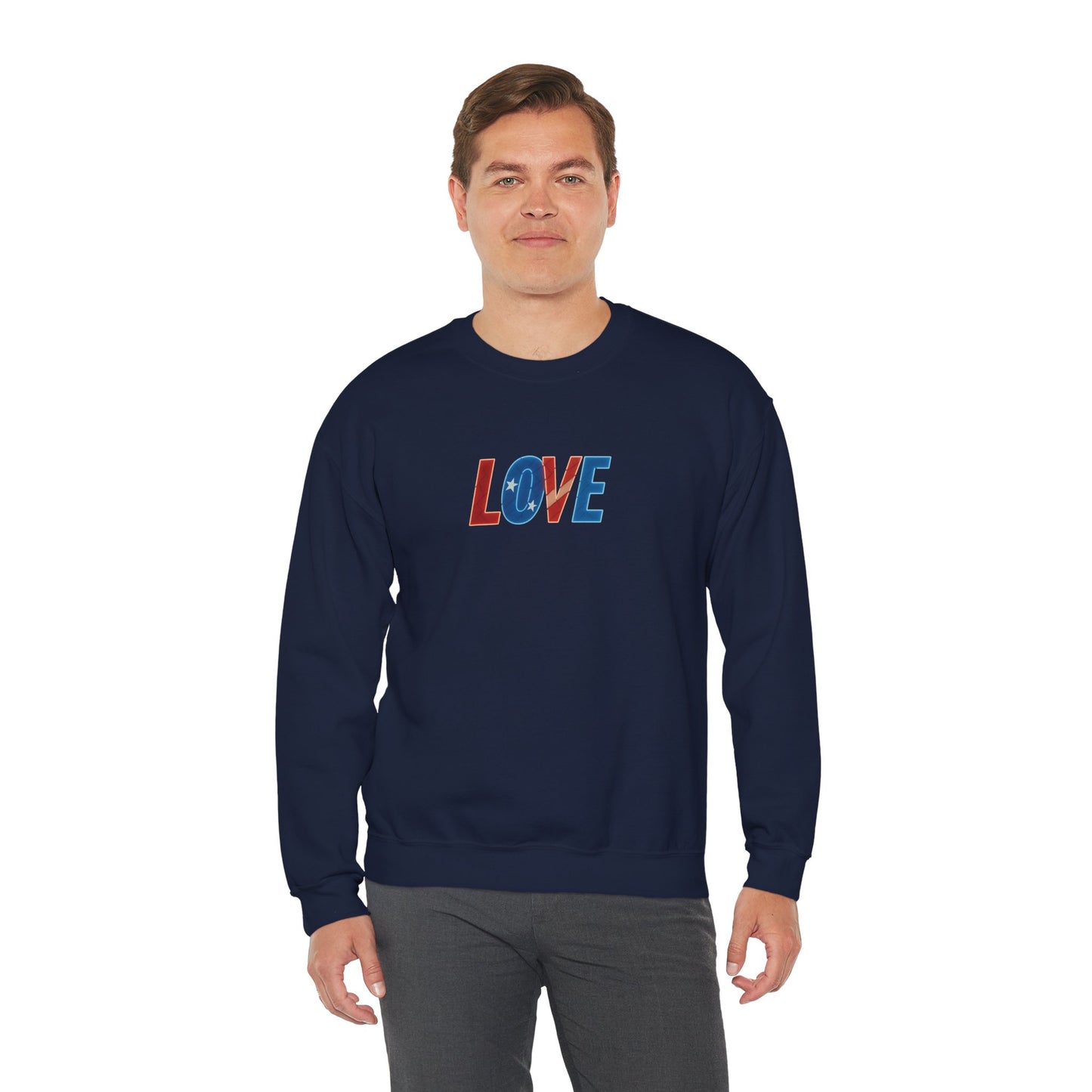 Patriotic Love Sweatshirt | Unisex Crewneck, Cozy Top for Celebrations, Gifts, Independence Day, Casual Style, Everyday Comfort