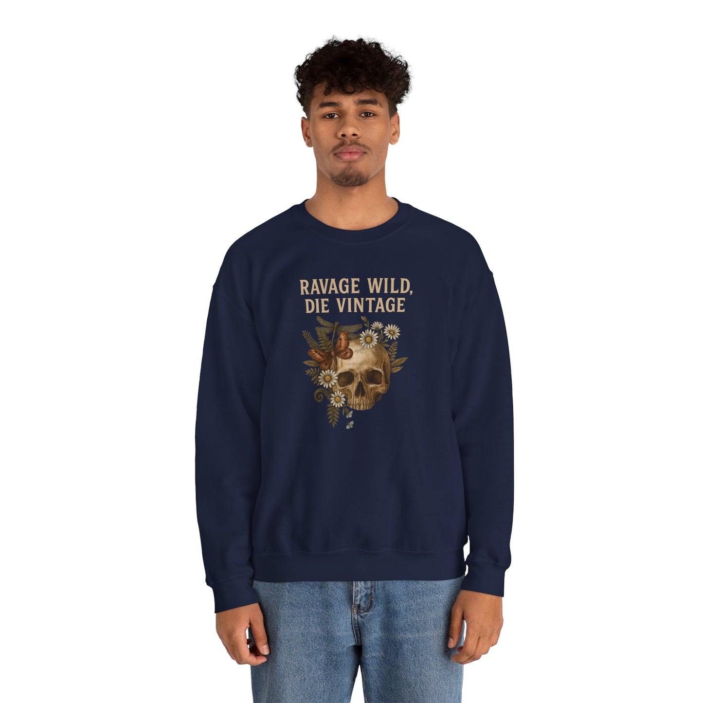 RAVAGE WILD DIE VINTAGE Unisex Crewneck Sweatshirt – Heavy Blend Pullover for Casual Wear | Cozy Streetwear Gift for Her, Feminist Fashion Statement