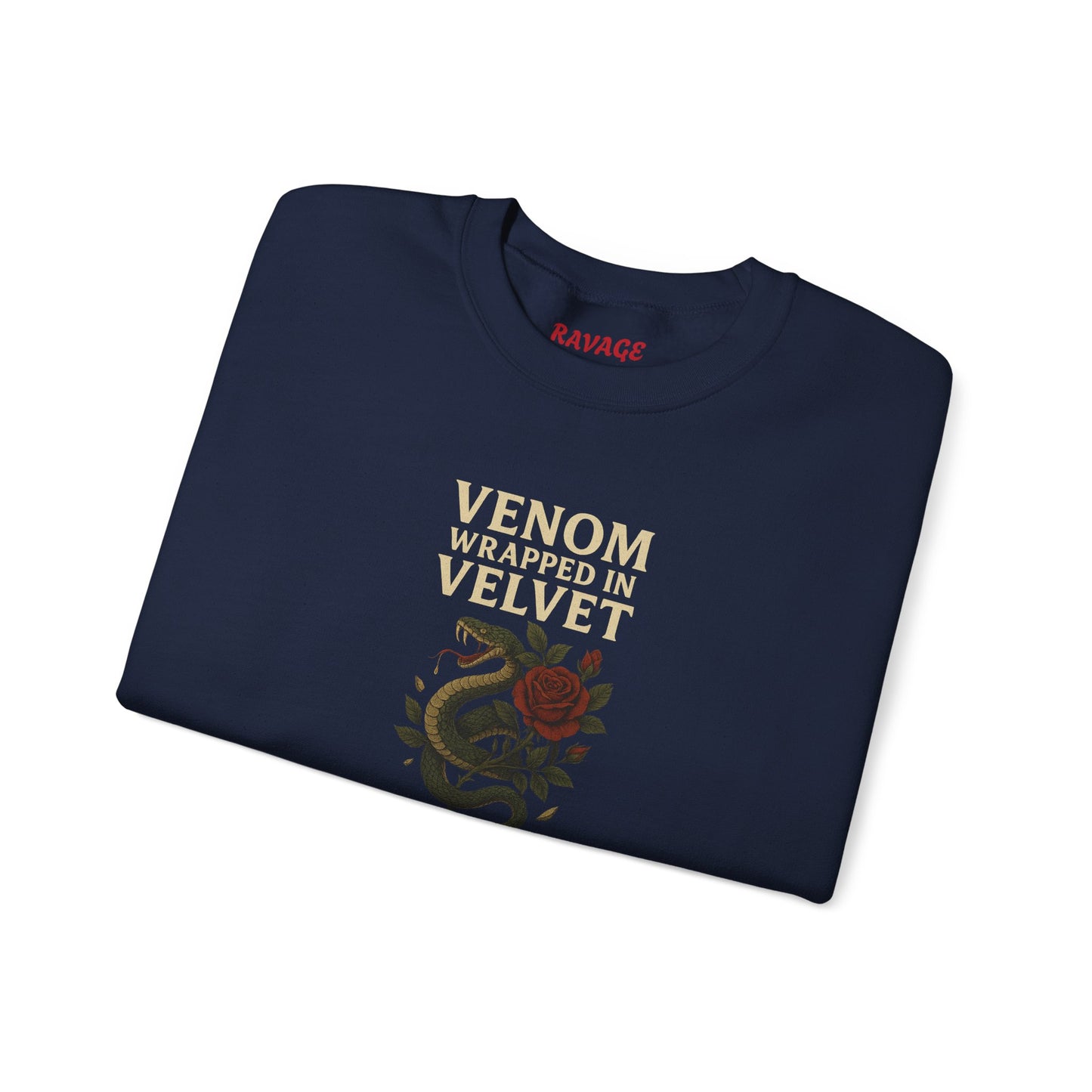VENOM WRAPPED IN VELVET Unisex Crewneck Sweatshirt – Heavy Blend Pullover for Casual Wear | Cozy Streetwear Gift for Her, Feminist Fashion Statement