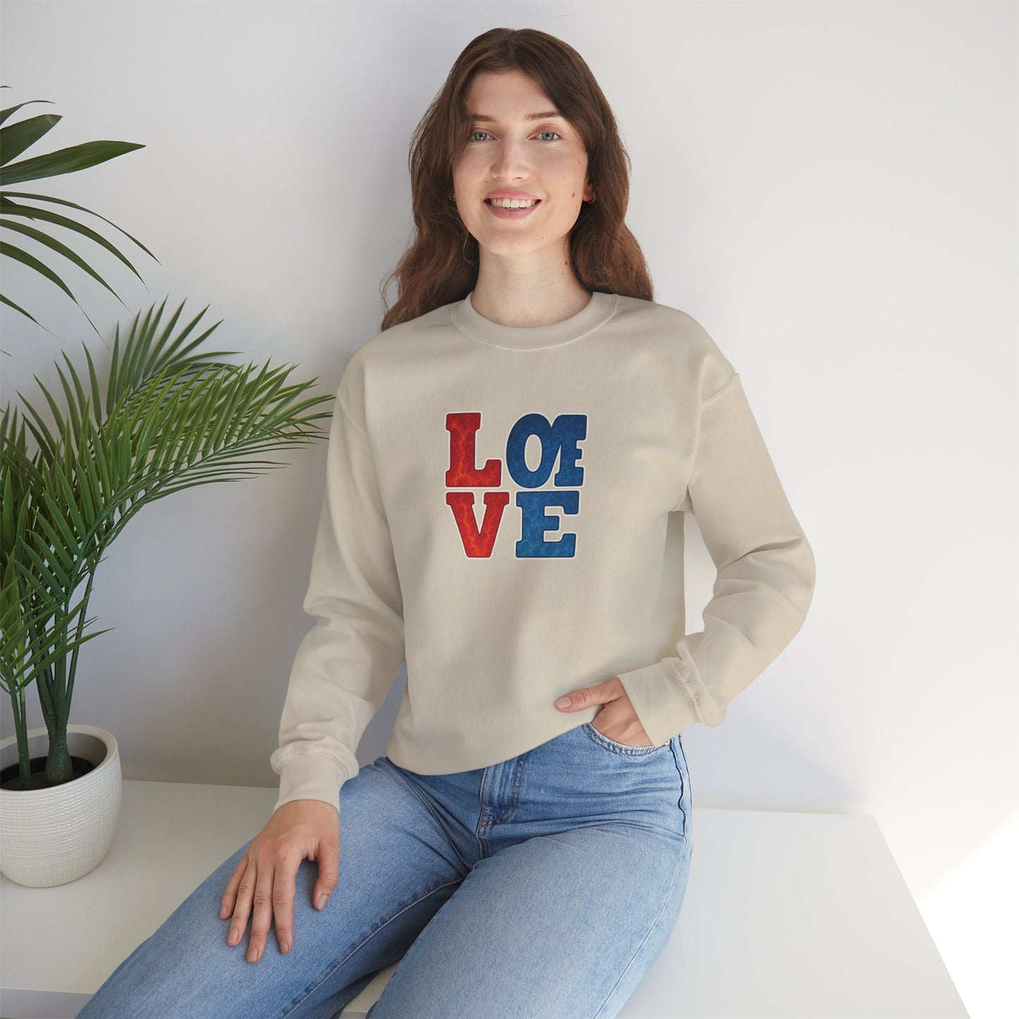 Patriotic Love Sweatshirt | Unisex Crewneck, Cozy Top for Celebrations, Gifts, Independence Day, Casual Style, Everyday Comfort