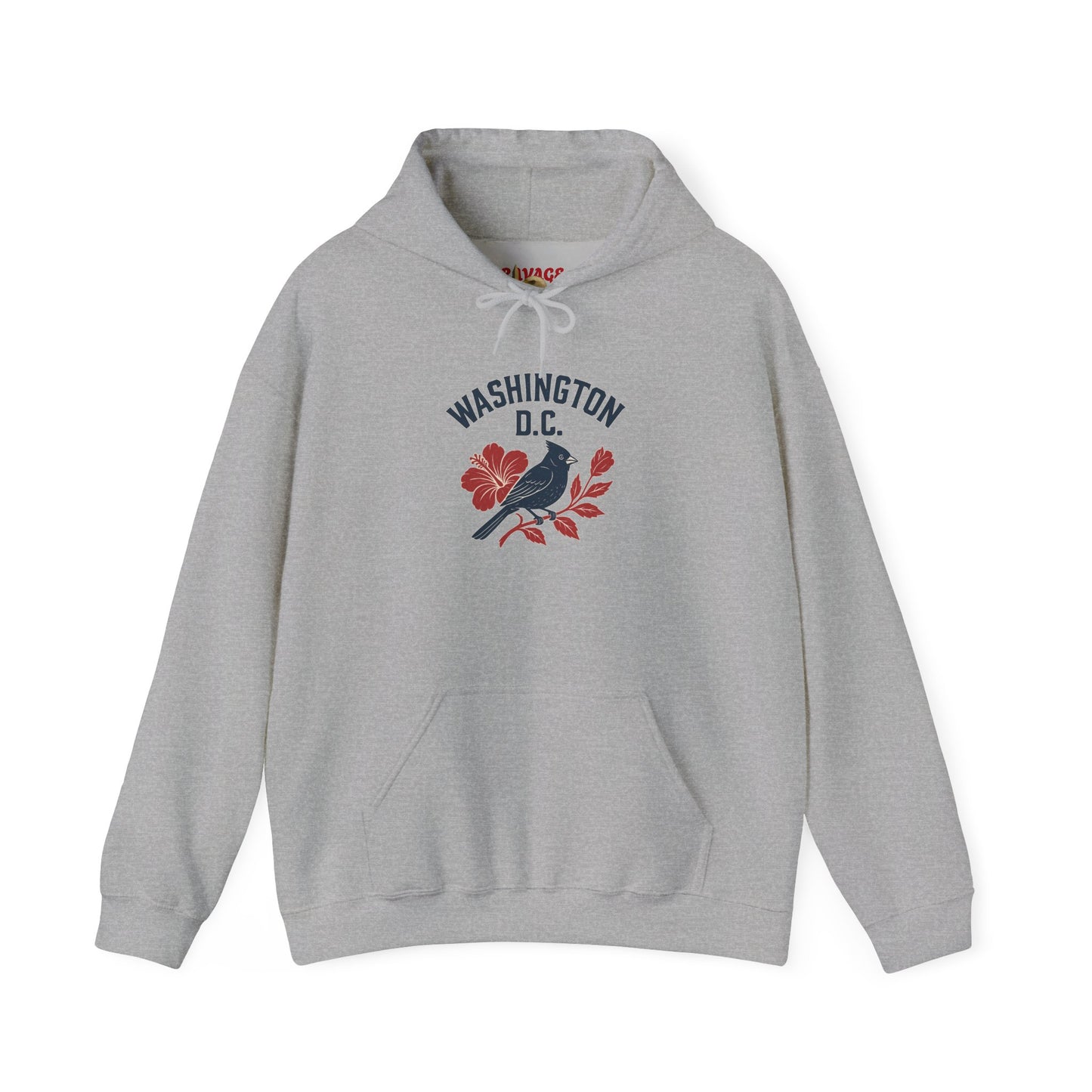 Washington D.C. Floral Hoodie – Unisex Heavy Blend Sweatshirt, Cozy Spring Streetwear, Travel Gift, DC Souvenir, Botanical Graphic Pullover