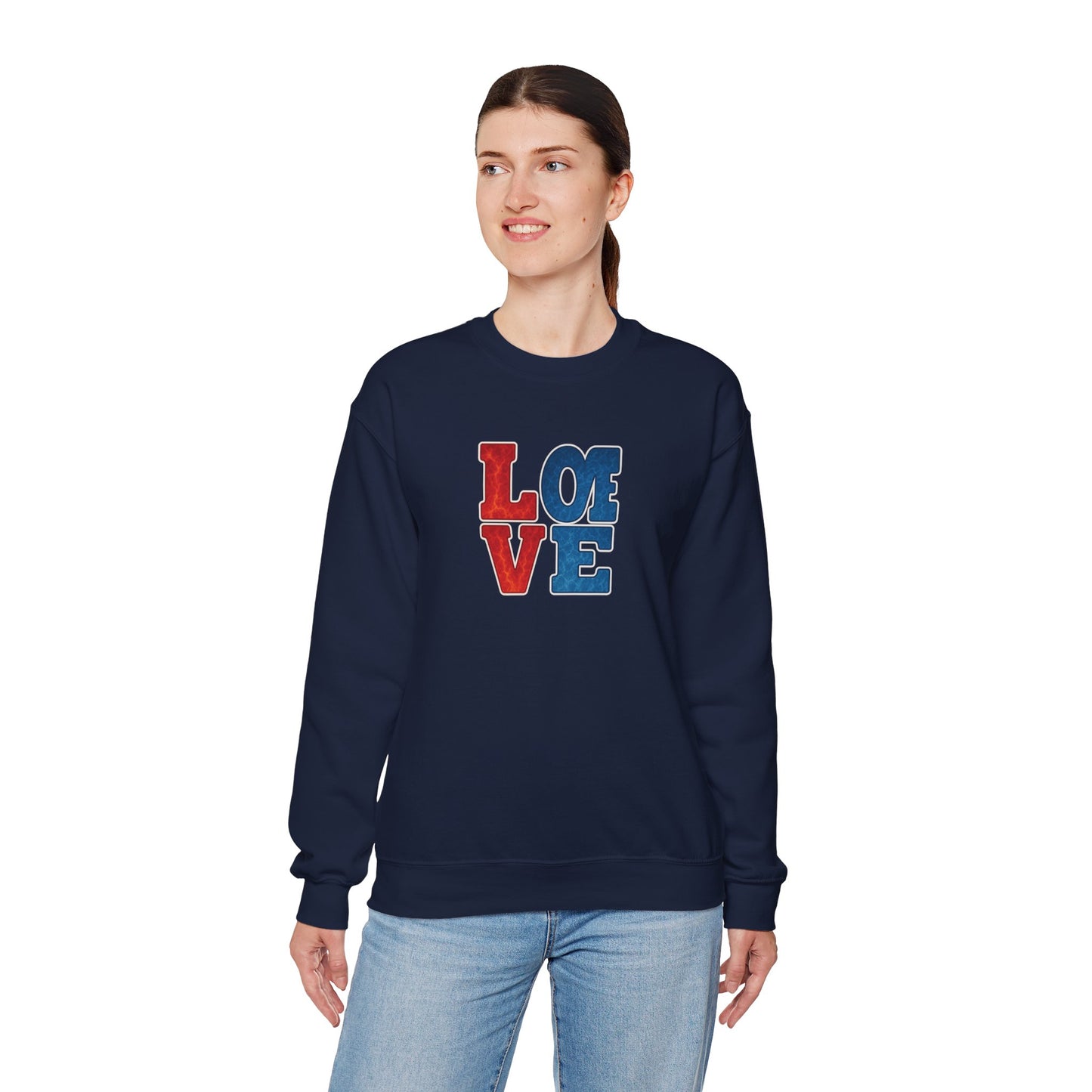 Patriotic Love Sweatshirt | Unisex Crewneck, Cozy Top for Celebrations, Gifts, Independence Day, Casual Style, Everyday Comfort
