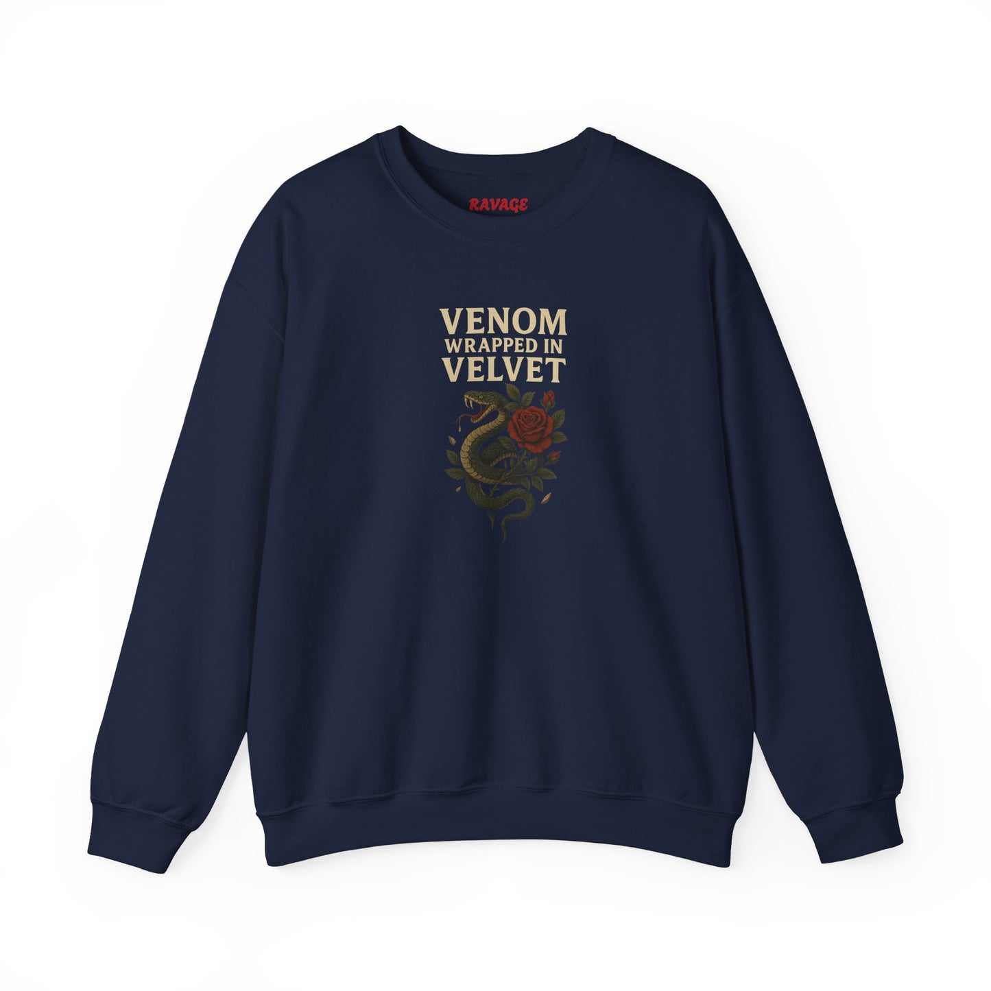 VENOM WRAPPED IN VELVET Unisex Crewneck Sweatshirt – Heavy Blend Pullover for Casual Wear | Cozy Streetwear Gift for Her, Feminist Fashion Statement