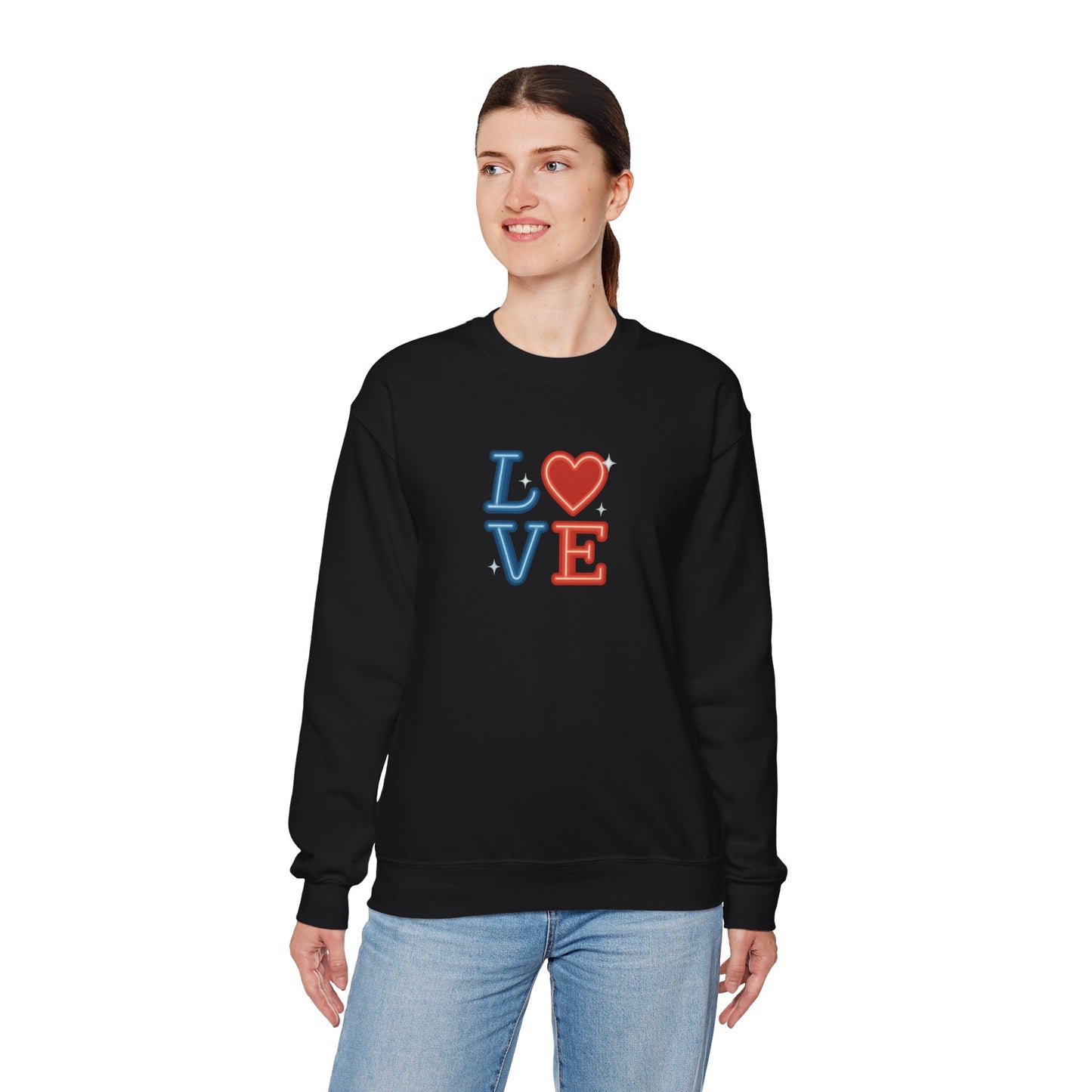 Patriotic Love Sweatshirt | Unisex Crewneck, Cozy Top for Celebrations, Gifts, Independence Day, Casual Style, Everyday Comfort