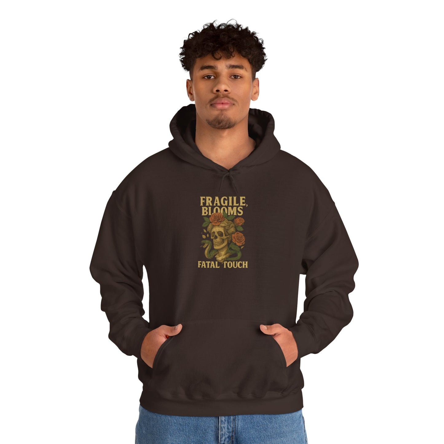 FRAGILE BLOOM FATAL TOUCH Graphic Hoodie – Unisex Pullover Sweatshirt for Nature Lovers | Cozy Streetwear for Spring, Casual Wear & Eco-Friendly Gifts