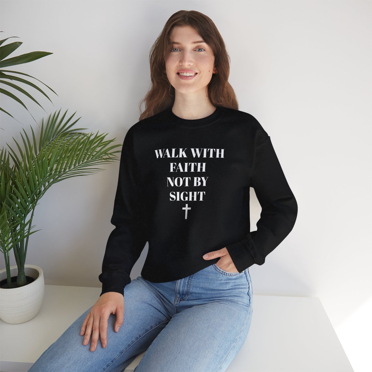 WALK WITH FAITH NOT BY SIGHT--FAITH Unisex Sweatshirt - Perfect for Everyday Wear, Casual Outings, Church, Gifts, Cozy Layering