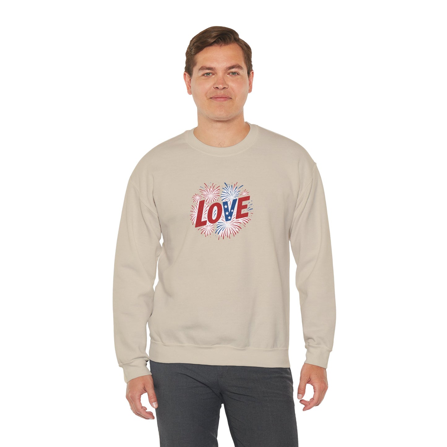 Patriotic Love Sweatshirt | Unisex Crewneck, Cozy Top for Celebrations, Gifts, Independence Day, Casual Style, Everyday Comfort