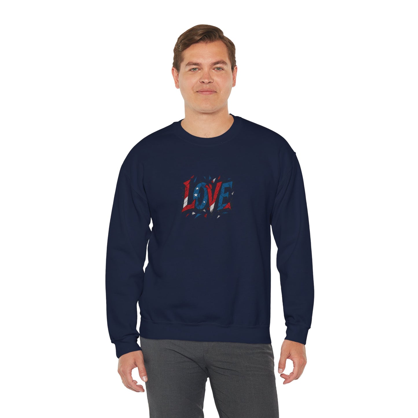 Patriotic Love Sweatshirt | Unisex Crewneck, Cozy Top for Celebrations, Gifts, Independence Day, Casual Style, Everyday Comfort