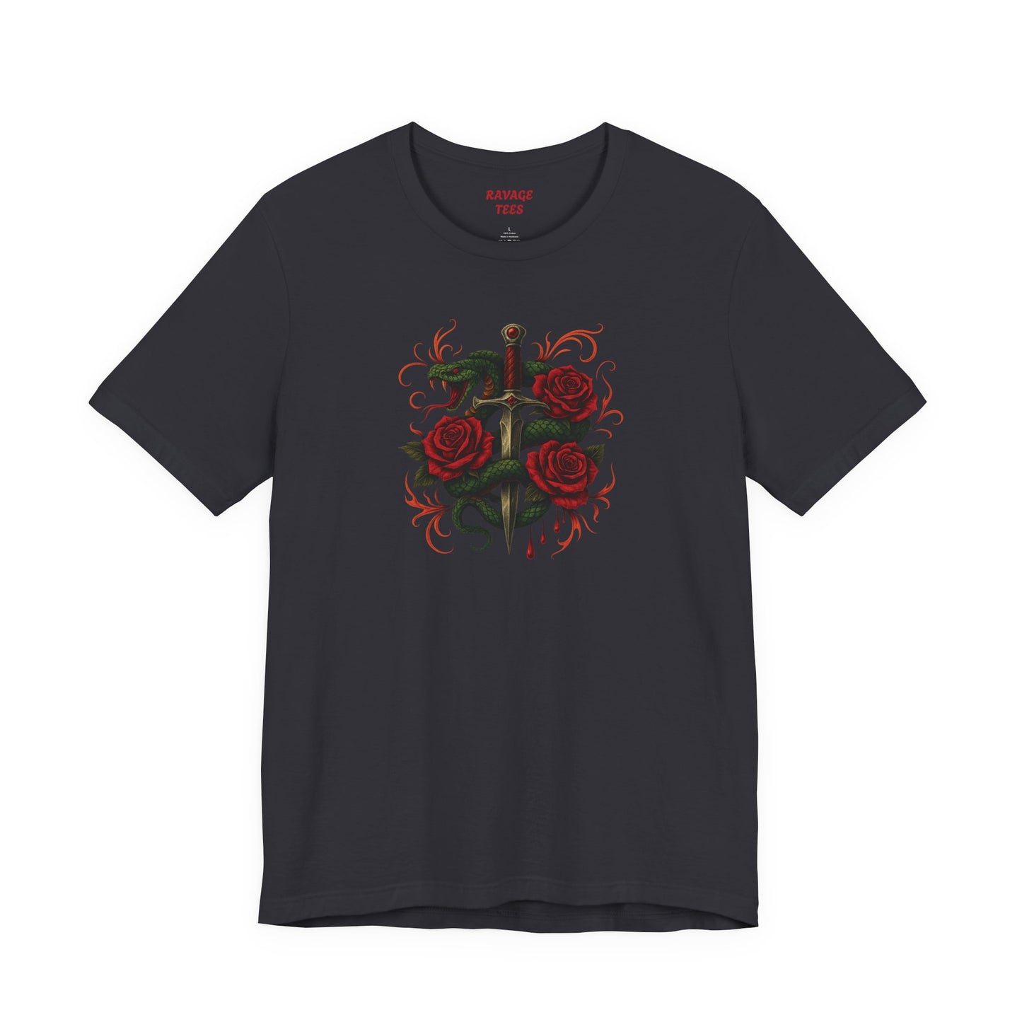 Edgy Rose Design Tee, Casual Wear, Gift for Music Lovers, Streetwear, Graphic Shirt, Vintage Style