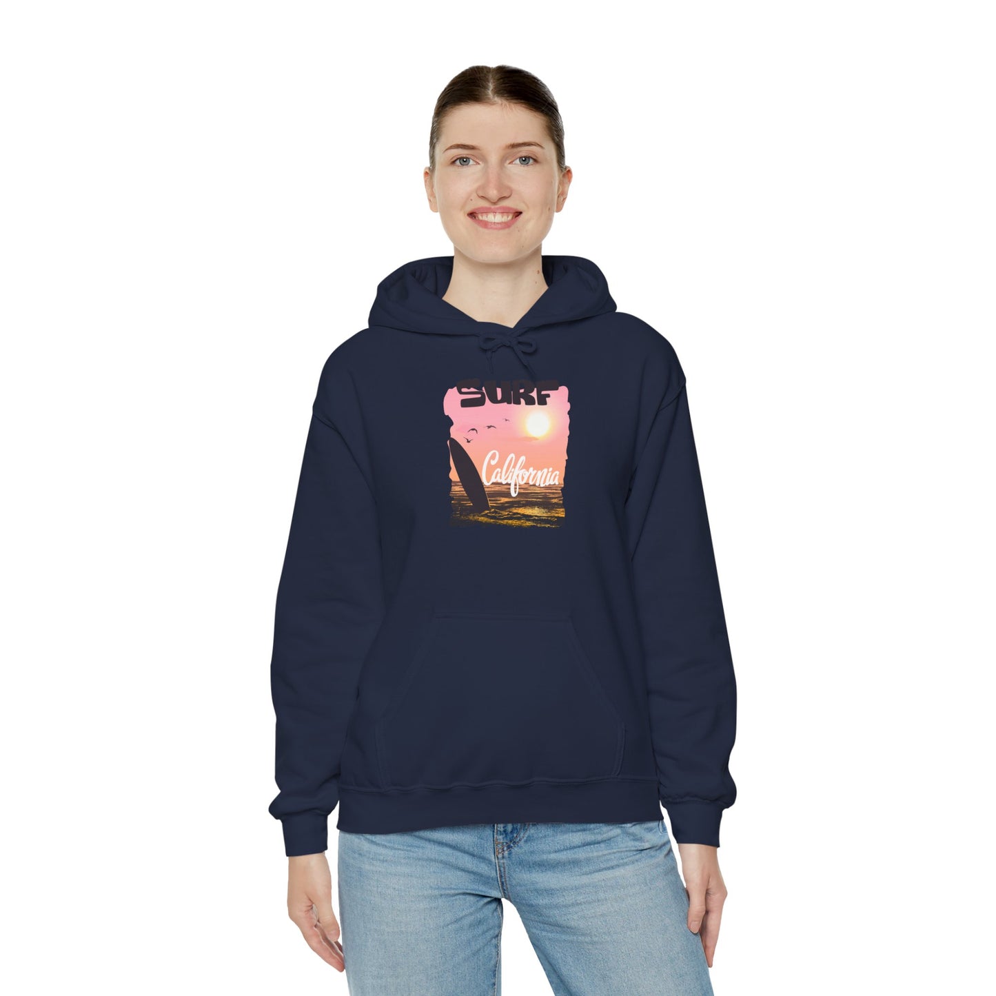 Surf California Hoodie – Relaxed Vibe for Beach Lovers, Perfect for Summer, Gift for Surfers, Comfortable Surfing Apparel, Unisex Sweatshirt