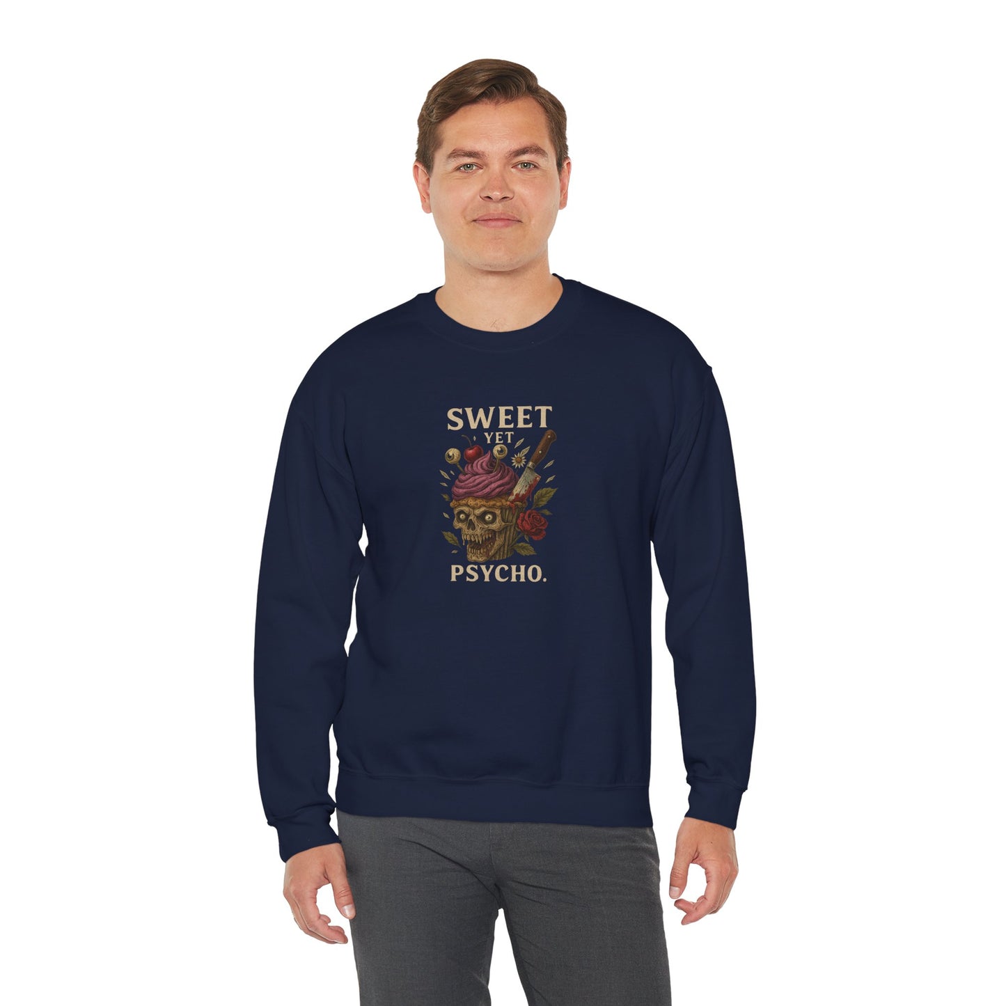 SWEET YET PSYCHO Unisex Crewneck Sweatshirt – Heavy Blend Pullover for Casual Wear | Cozy Streetwear Gift for Her, Feminist Fashion Statement