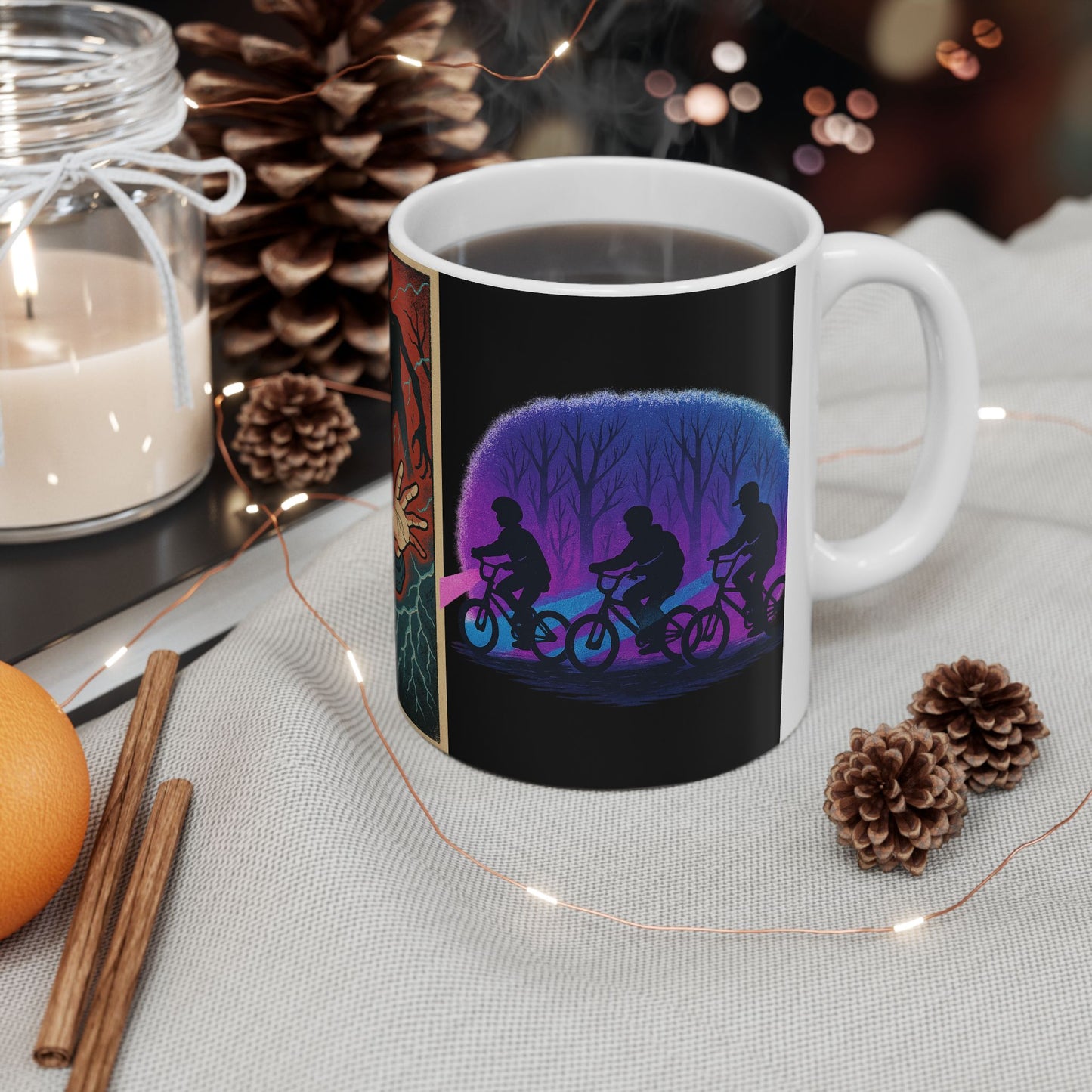 Stranger Things Art Ceramic Mug, 11oz, 15oz Size, Unique Gift for Fans, Retro Coffee Cup, Halloween Decor, Home & Living