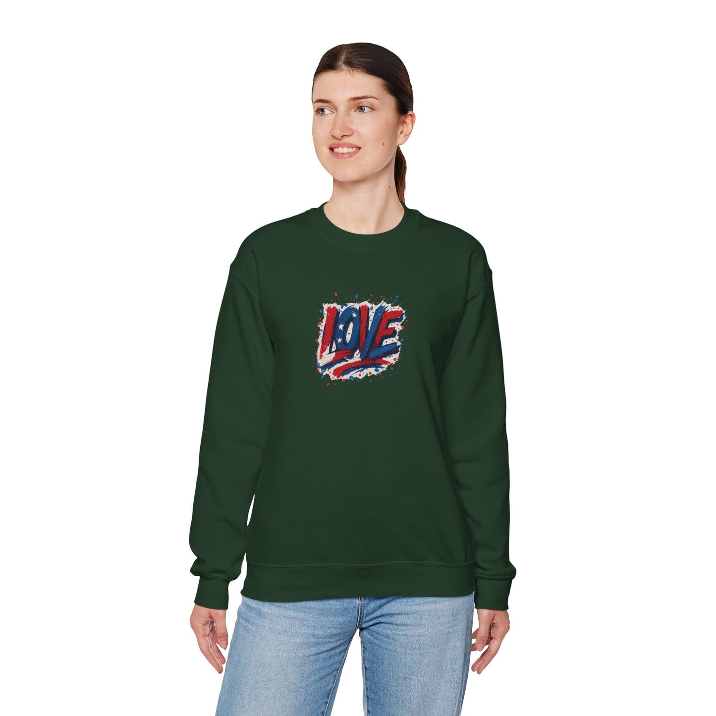 Patriotic Love Sweatshirt | Unisex Crewneck, Cozy Top for Celebrations, Gifts, Independence Day, Casual Style, Everyday Comfort
