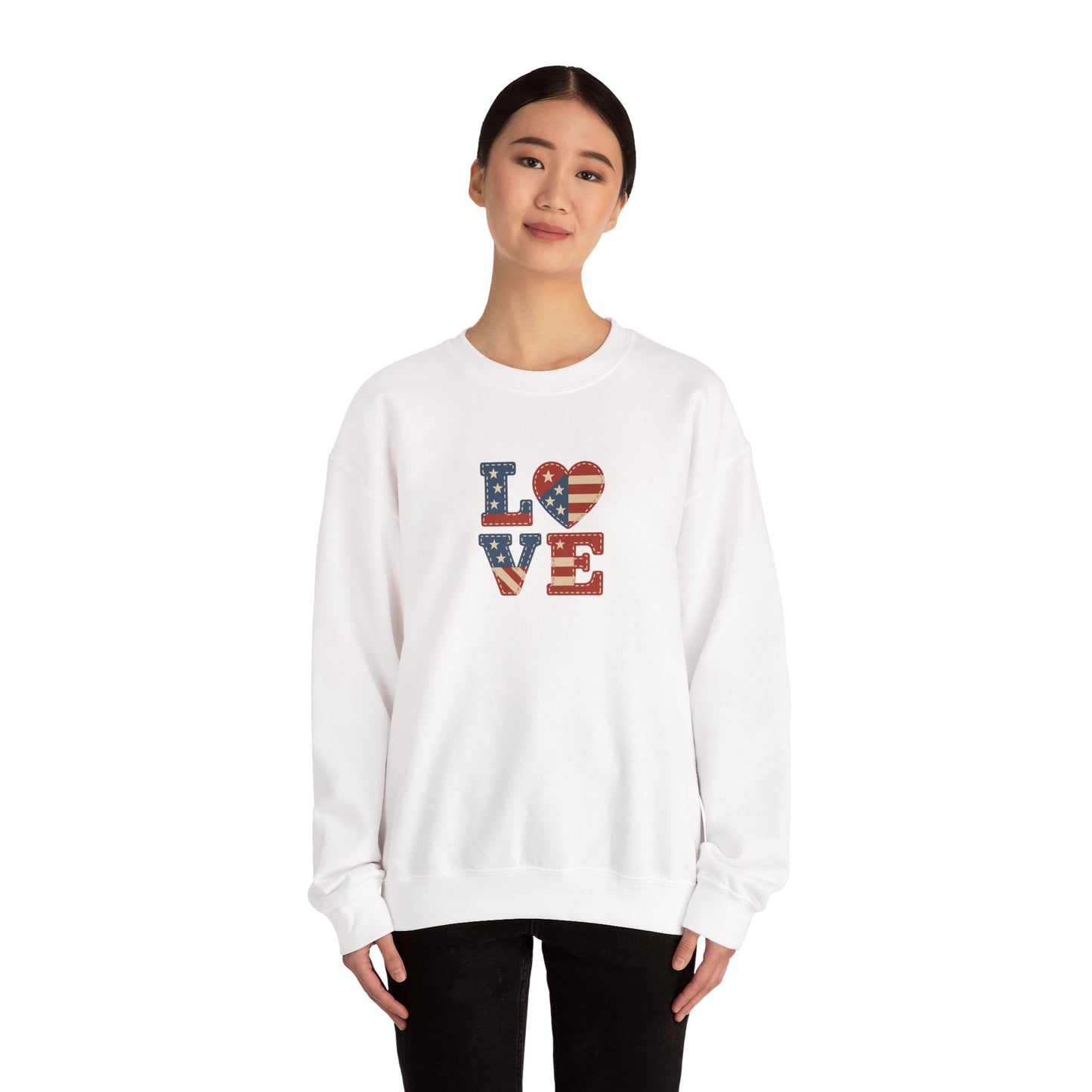 Patriotic Love Sweatshirt | Unisex Crewneck, Cozy Top for Celebrations, Gifts, Independence Day, Casual Style, Everyday Comfort