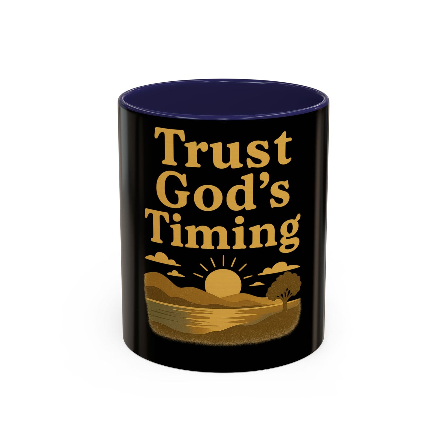 Trust God's Timing Christian Coffee Mug – Inspirational Accent Cup (11oz & 15oz), Faith-Based Gift for Coffee & Tea Lovers