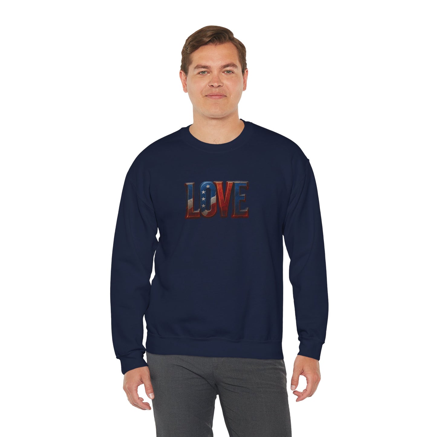 Patriotic Love Sweatshirt | Unisex Crewneck, Cozy Top for Celebrations, Gifts, Independence Day, Casual Style, Everyday Comfort
