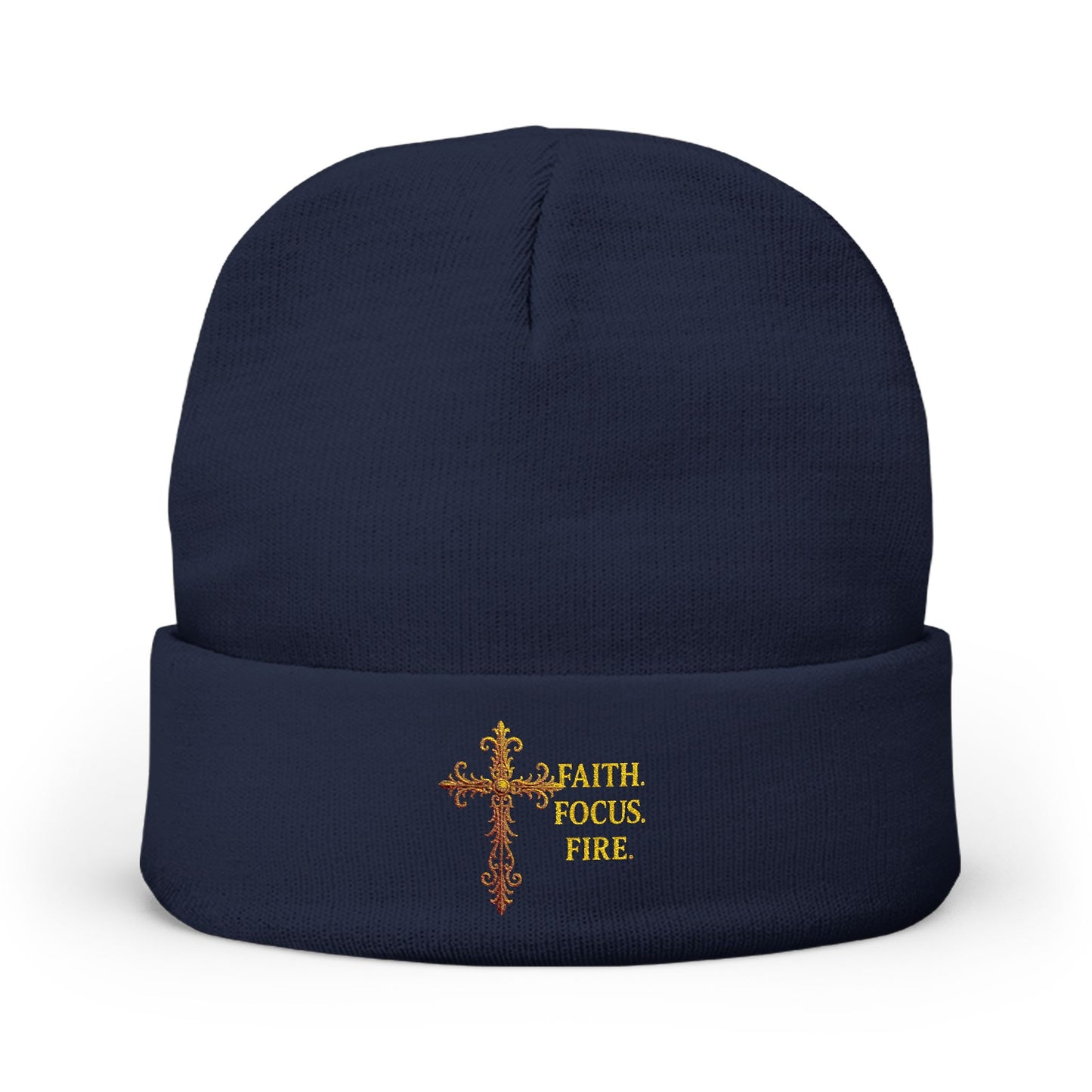Embroidered Faith Beanie - Cozy Knit Hat for Winter, Inspirational Accessory, Unisex, Gift for Believers, Fashionable Headwear