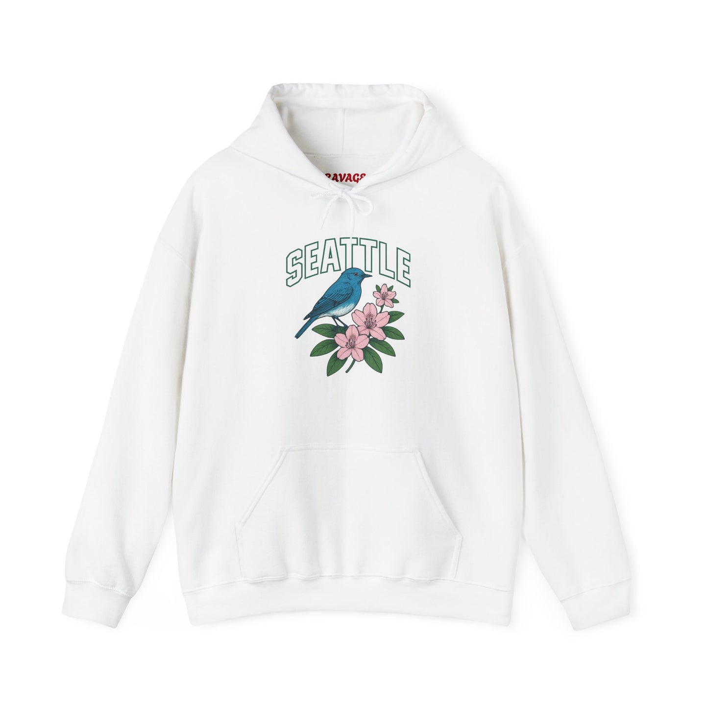 Seattle Bird & Floral Unisex Hoodie, Cozy Sweatshirt, Gift for Nature Lovers, Casual Wear, Travel Souvenir, Relaxed Style