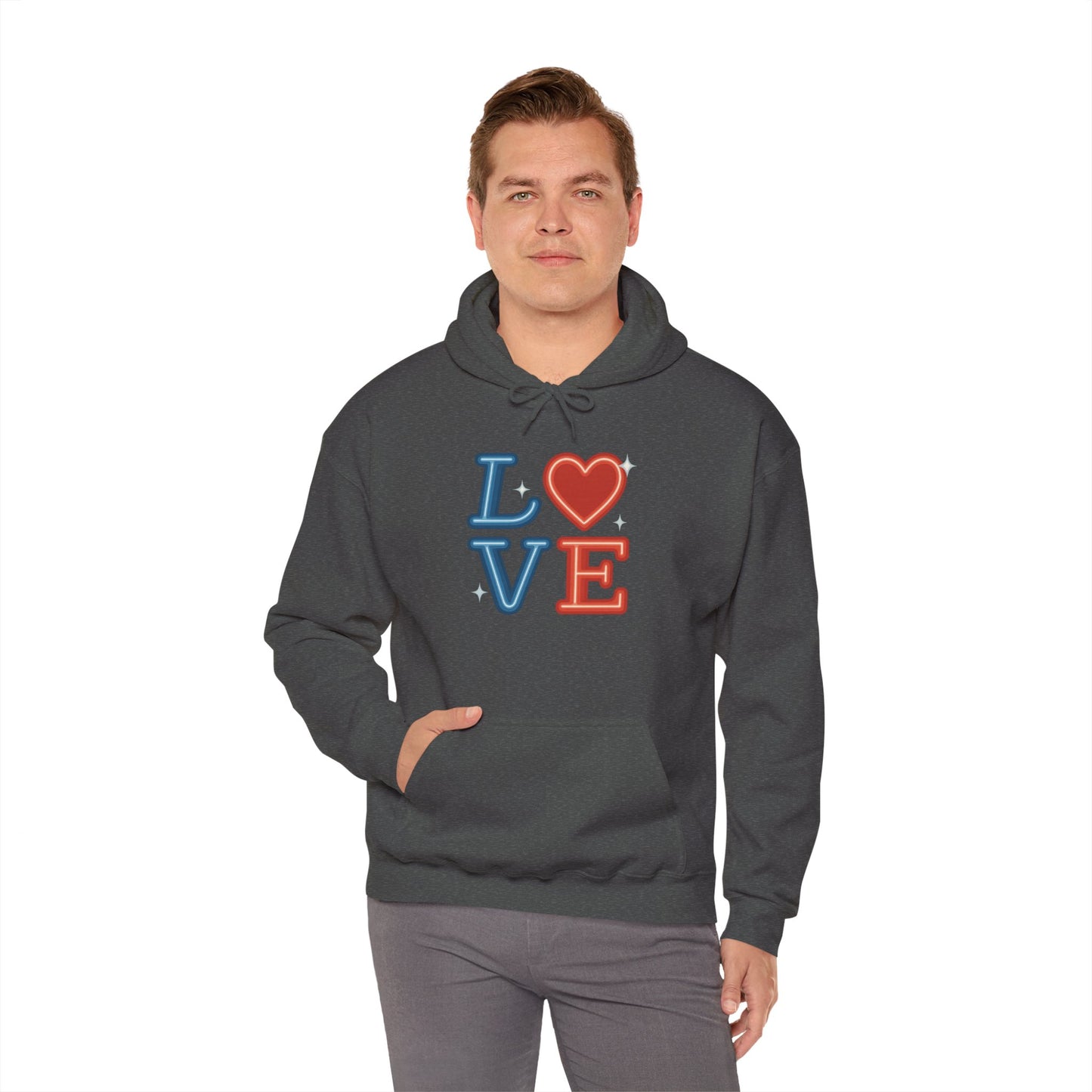 Unisex Hooded Sweatshirt with 'LOVE' Design - Cozy Gift for Friends, Valentine's Day, Casual Wear, Relaxation, Everyday Use