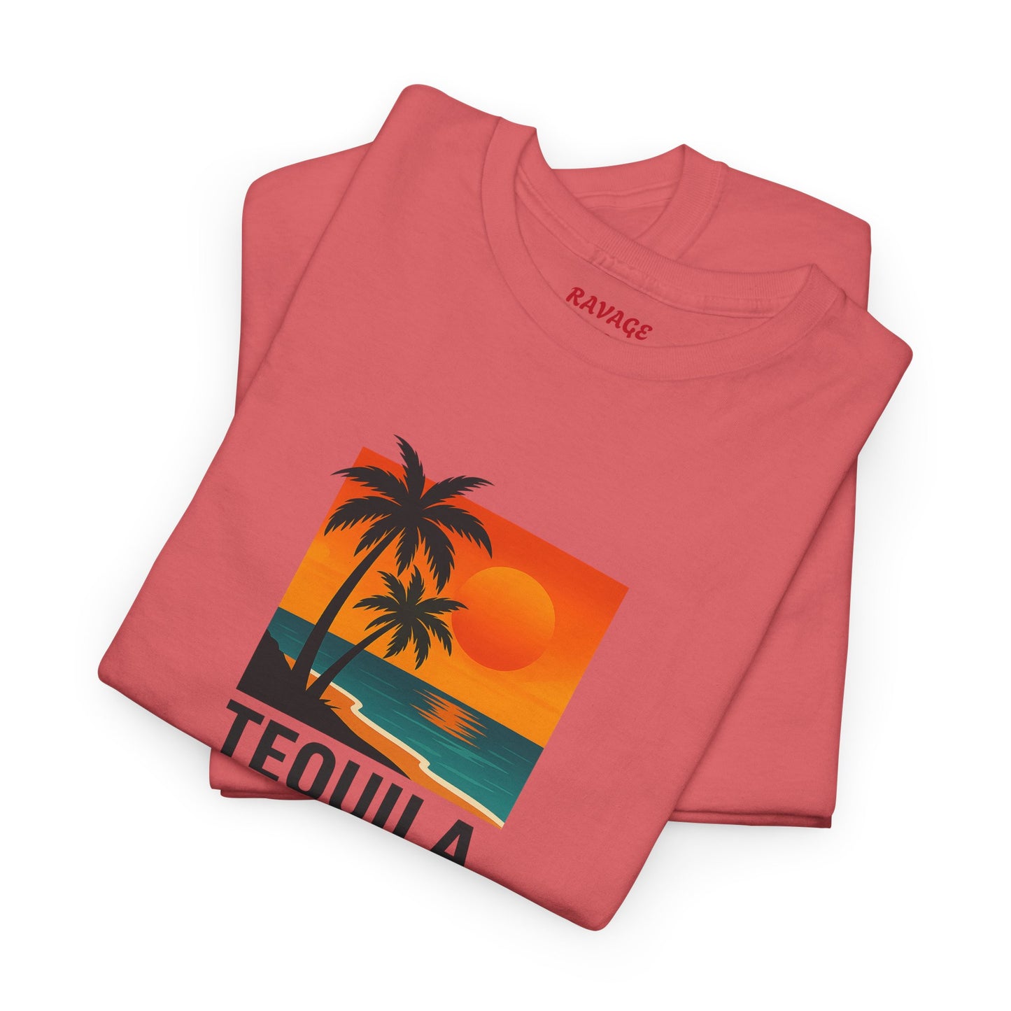 Tequila Sunset Unisex Heavy Cotton Tee | Beachwear, Vacation Shirt, Tropical Vibes