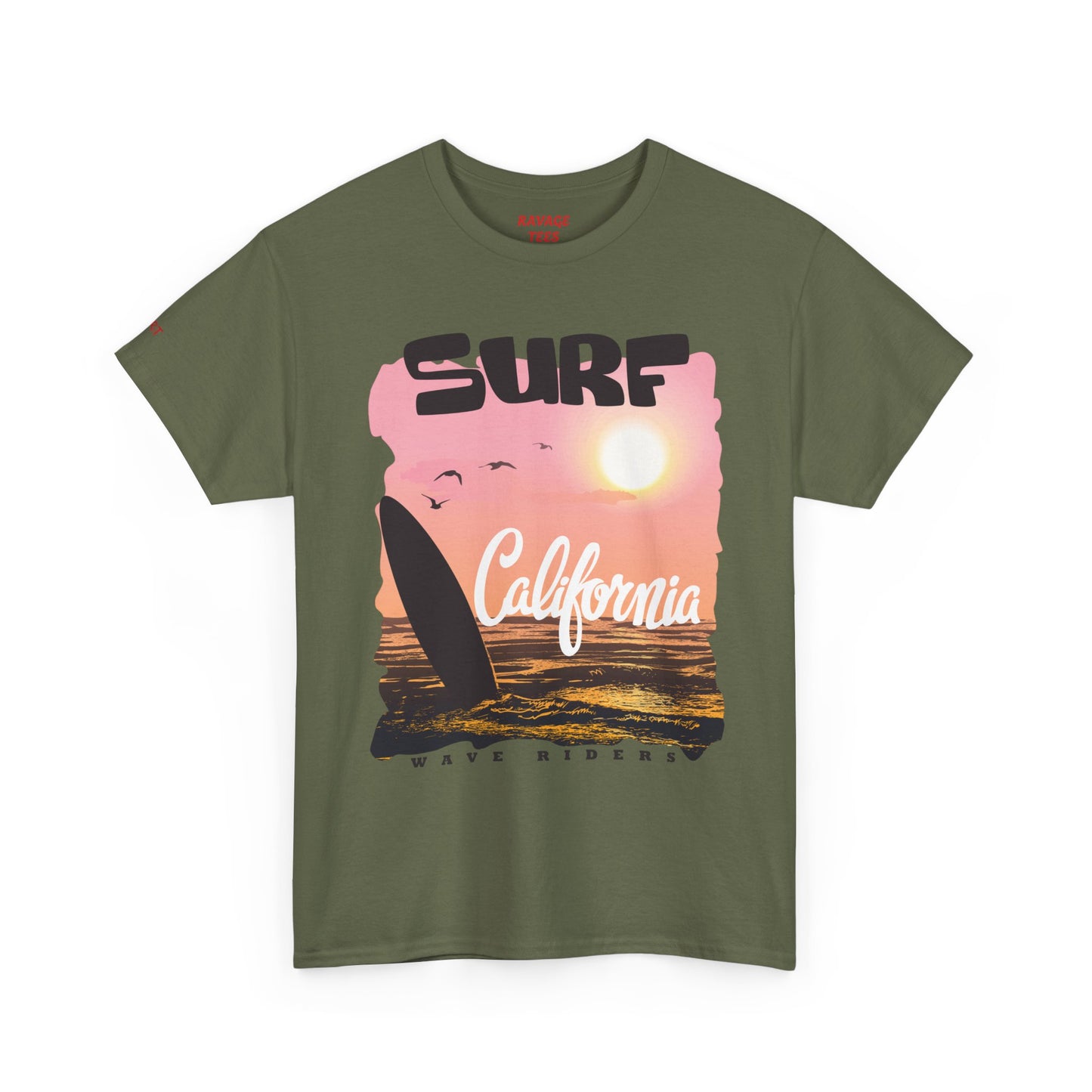 Surf California Suns Unisex Heavy Cotton Teet T-Shirt | Wave Riders Graphic Tee | Ravage Tees Beach & Surf Collection