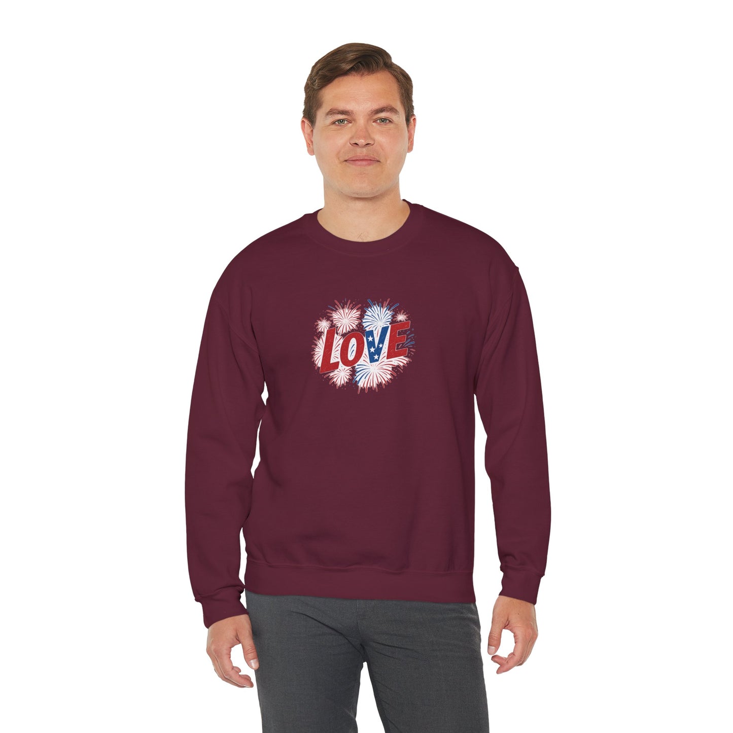 Patriotic Love Sweatshirt | Unisex Crewneck, Cozy Top for Celebrations, Gifts, Independence Day, Casual Style, Everyday Comfort