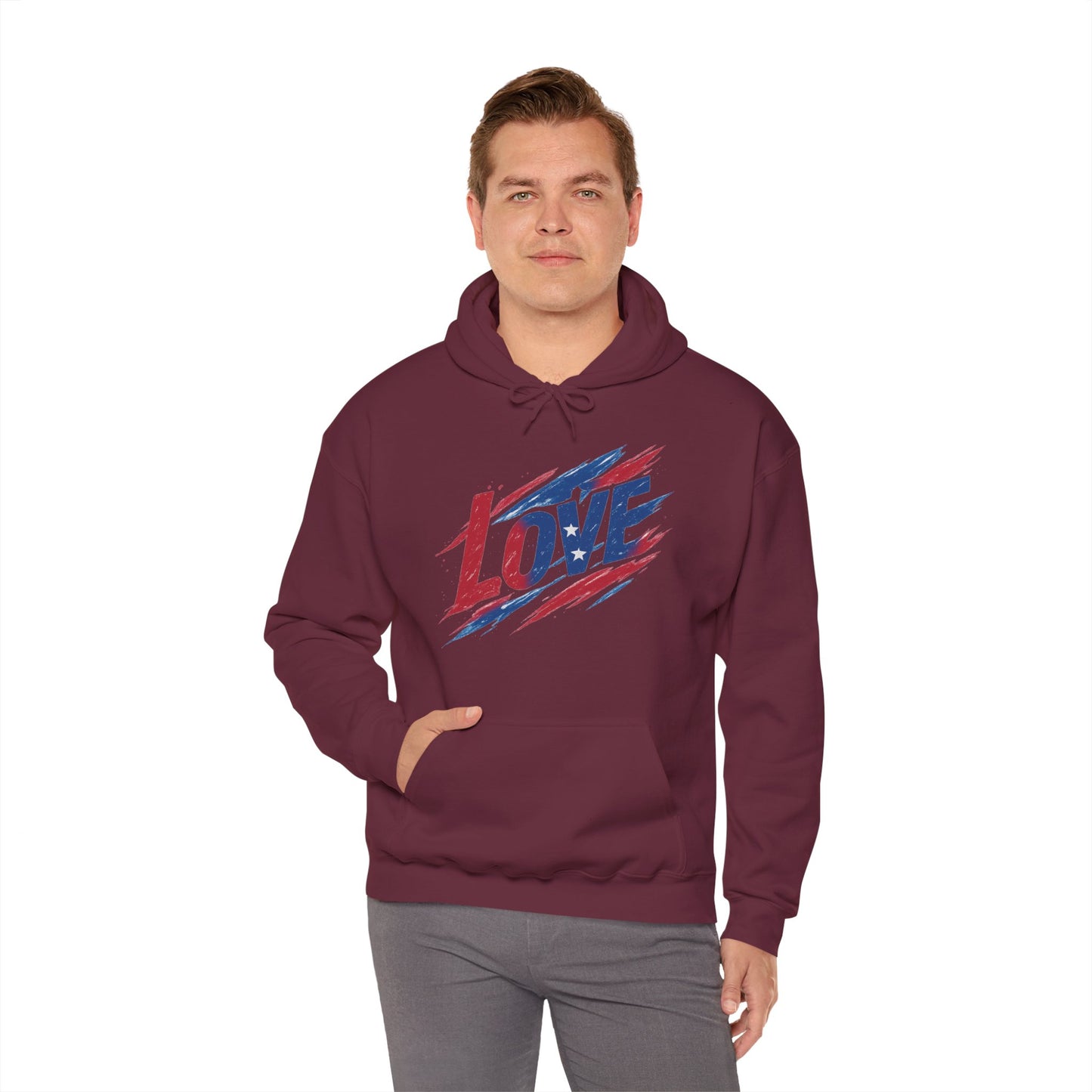 Unisex Hooded Sweatshirt with 'LOVE' Design - Cozy Gift for Friends, Valentine's Day, Casual Wear, Relaxation, Everyday Use