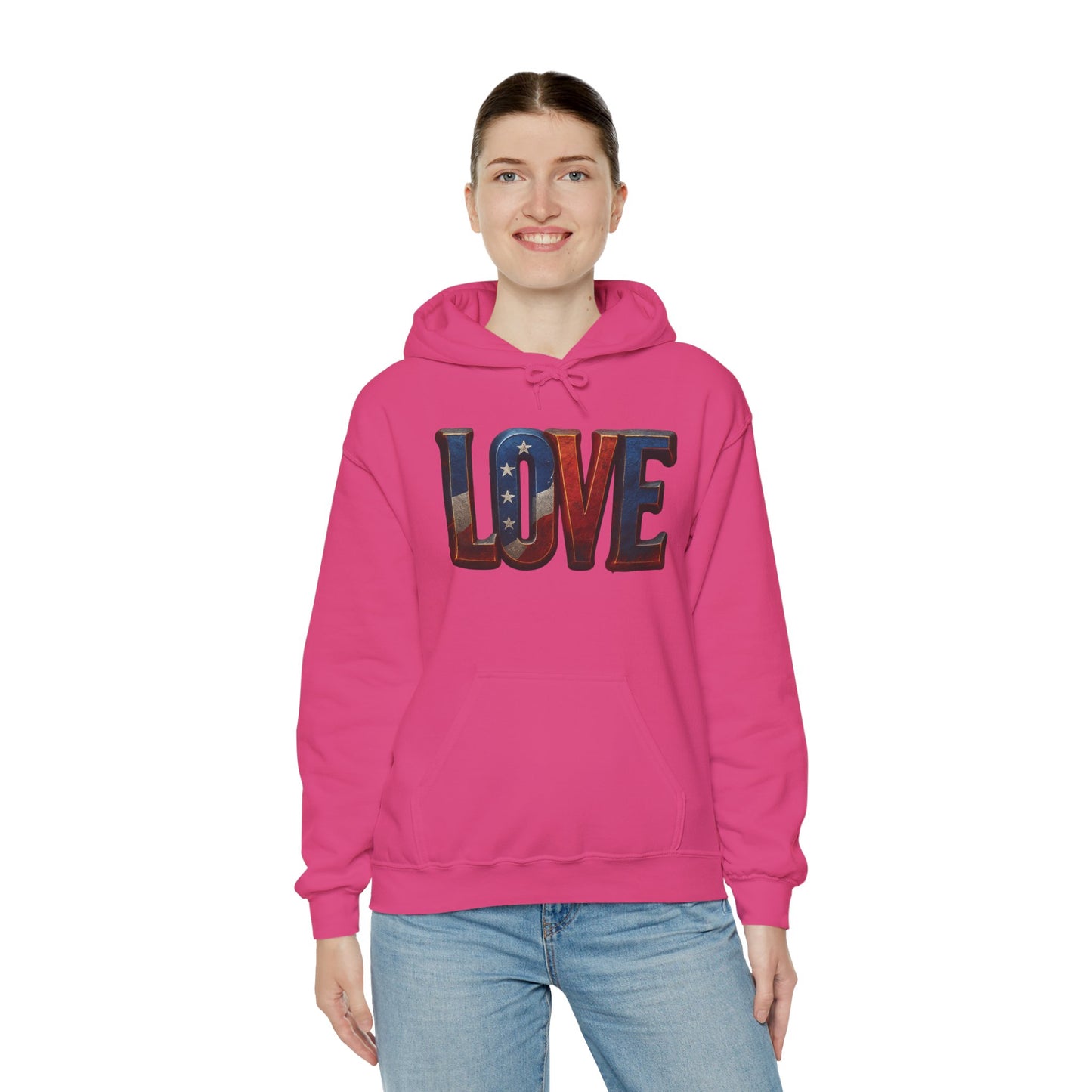Unisex Hooded Sweatshirt with 'LOVE' Design - Cozy Gift for Friends, Valentine's Day, Casual Wear, Relaxation, Everyday Use