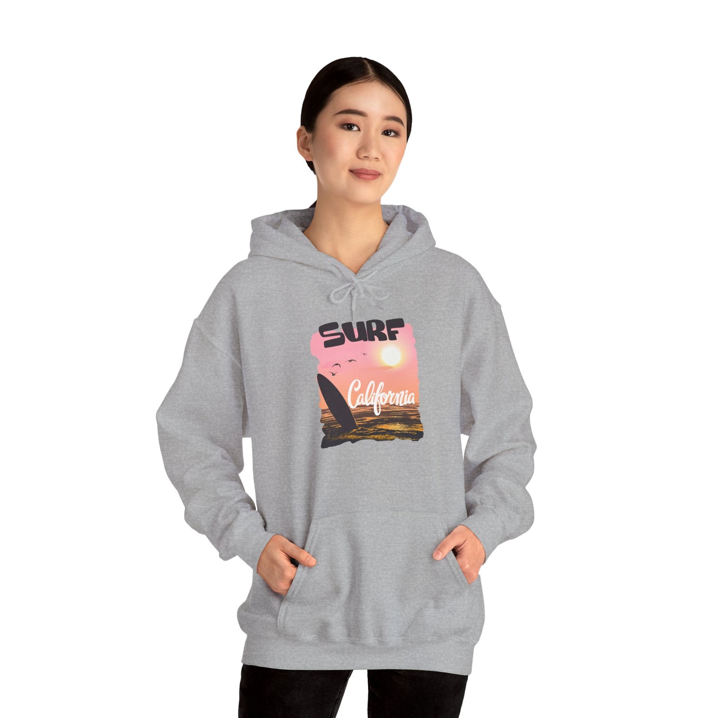 Surf California Hoodie – Relaxed Vibe for Beach Lovers, Perfect for Summer, Gift for Surfers, Comfortable Surfing Apparel, Unisex Sweatshirt