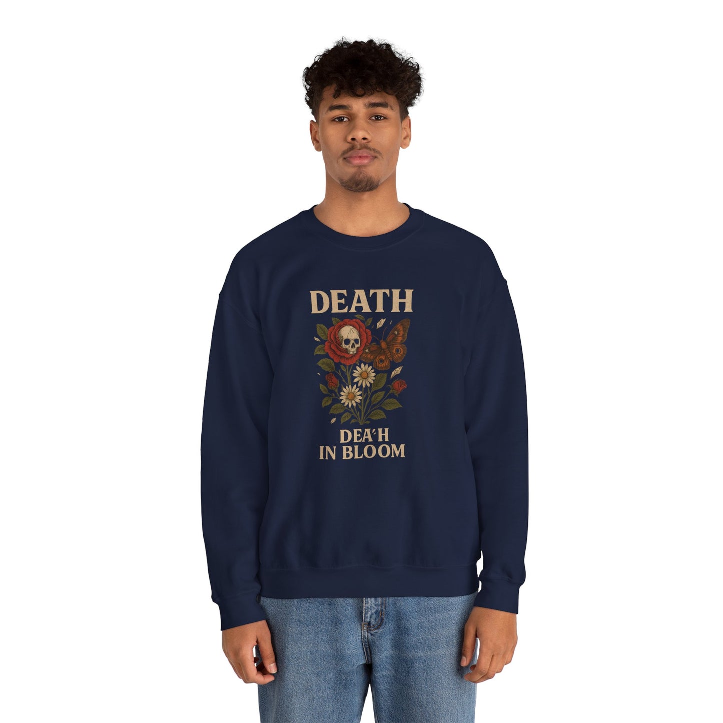 DEATH IN BLOOM Unisex Crewneck Sweatshirt – Heavy Blend Pullover for Casual Wear | Cozy Streetwear Gift for Her, Feminist Fashion Statement
