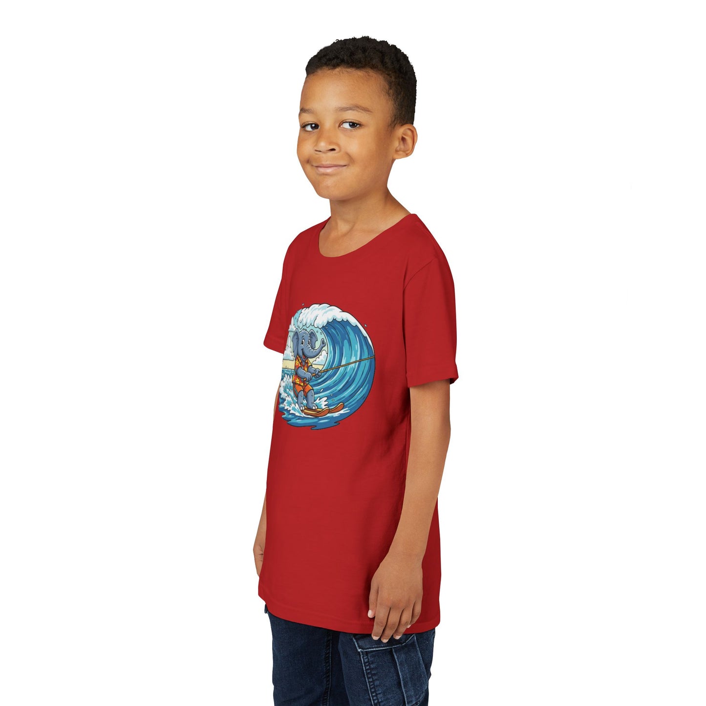 Youth Tee - Elephant Skiing Tee for Kids, Birthday Present, Animal Lovers Shirt, Playful Kids Shirt