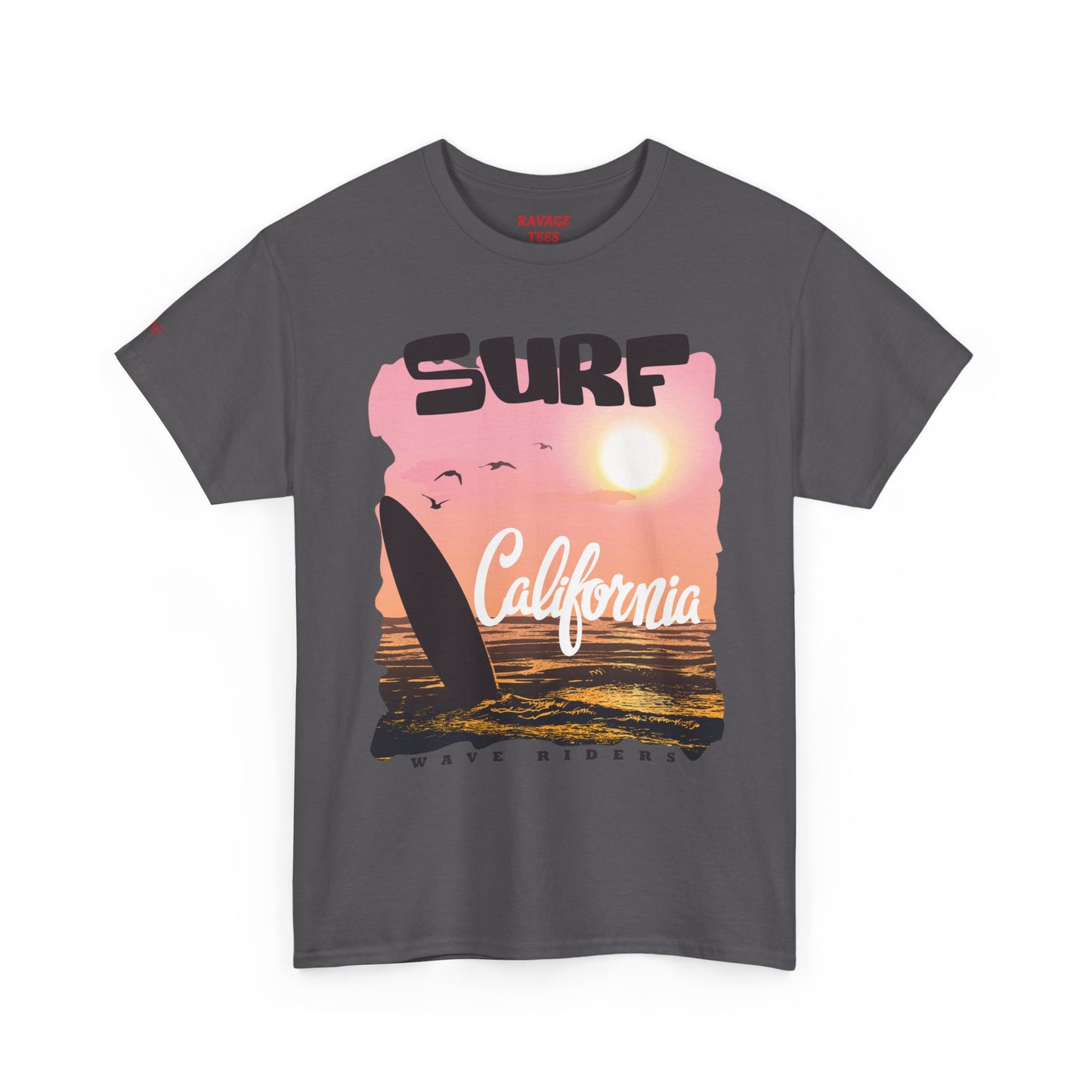 Surf California Suns Unisex Heavy Cotton Teet T-Shirt | Wave Riders Graphic Tee | Ravage Tees Beach & Surf Collection
