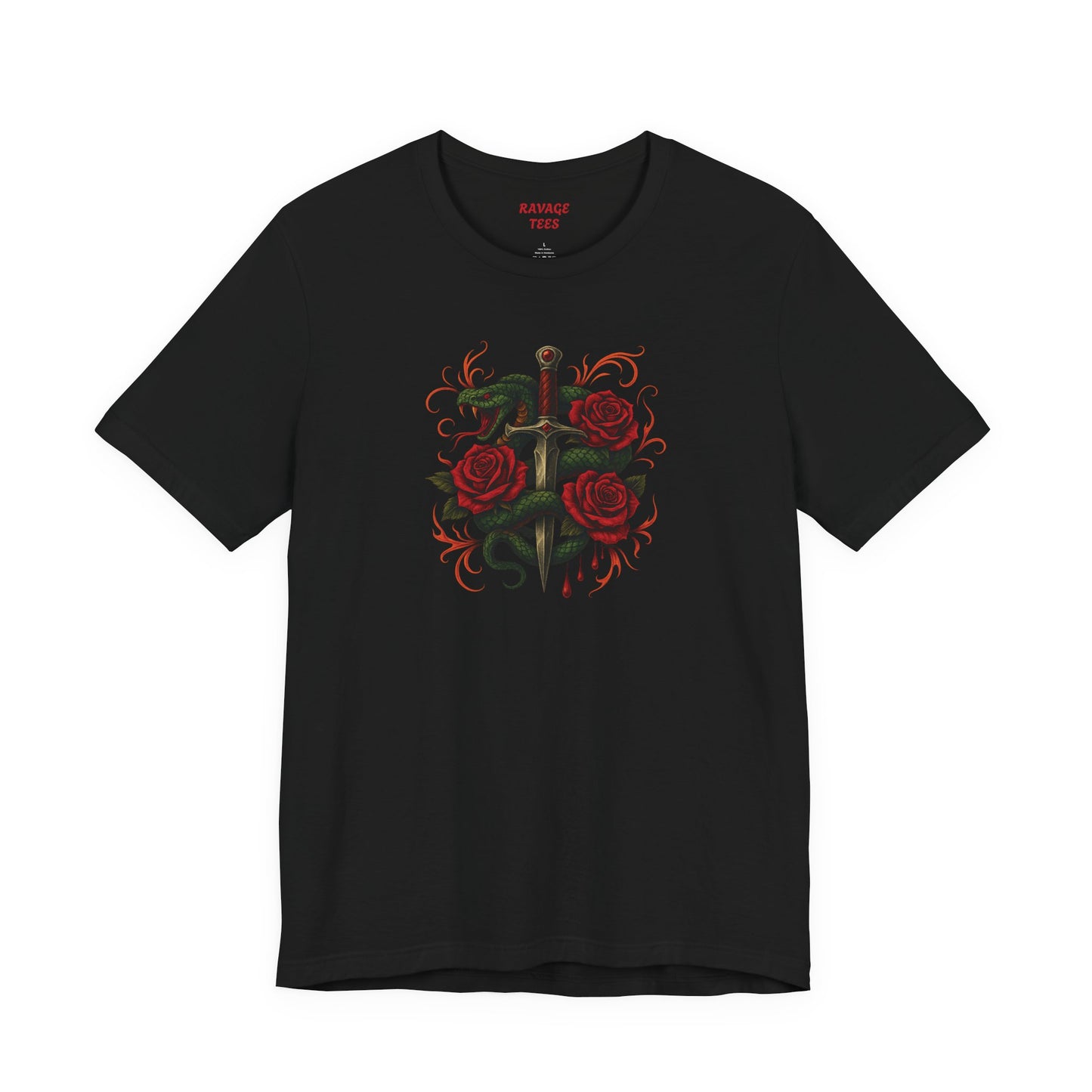 Edgy Rose Design Tee, Casual Wear, Gift for Music Lovers, Streetwear, Graphic Shirt, Vintage Style