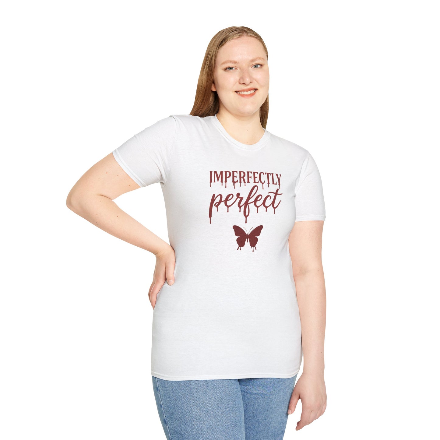 Imperfectly Perfect Unisex T-Shirt, Inspirational Tee, Gift for Her, Casual Wear, Butterfly Design, Everyday Comfort