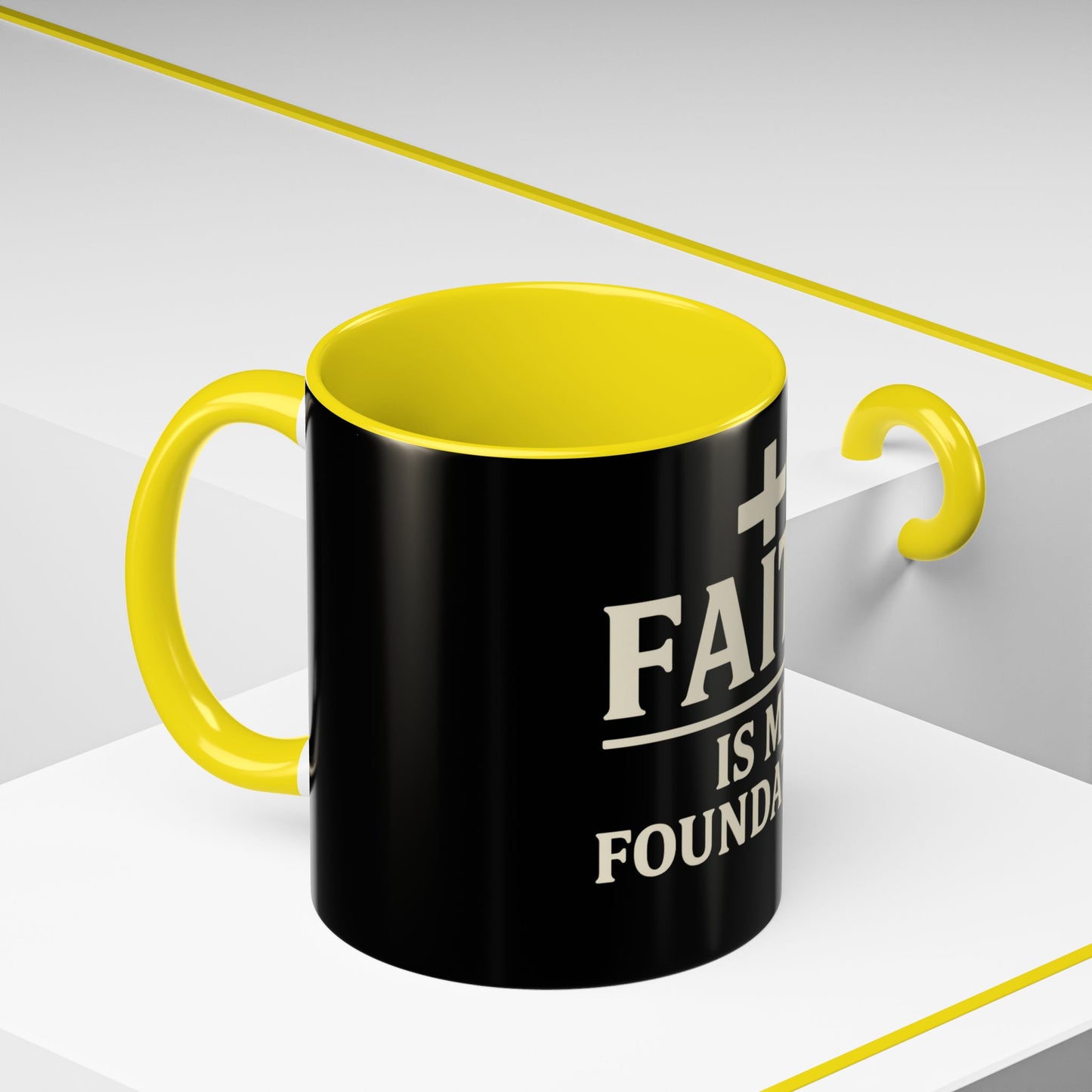 Faith Is My Foundation Accent Coffee Mug | Inspirational Christian Ceramic Cup | 11oz & 15oz