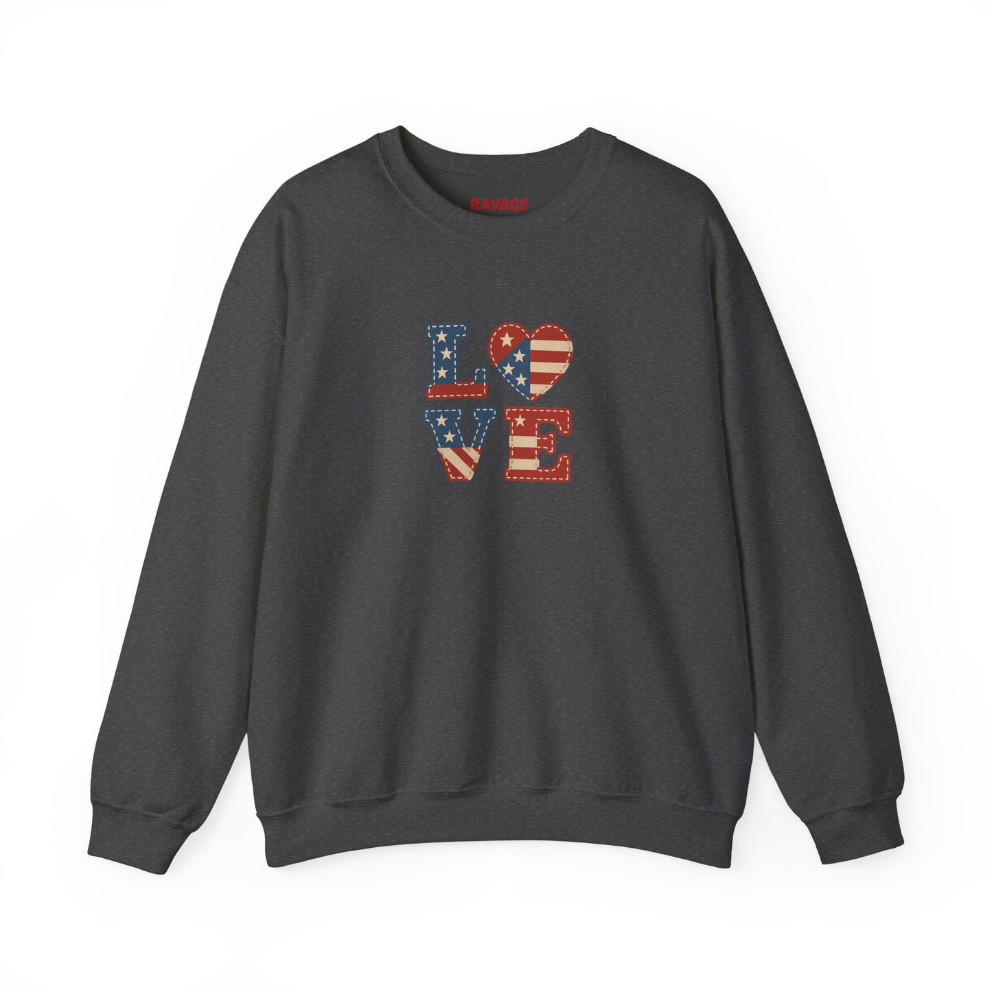 Patriotic Love Sweatshirt | Unisex Crewneck, Cozy Top for Celebrations, Gifts, Independence Day, Casual Style, Everyday Comfort