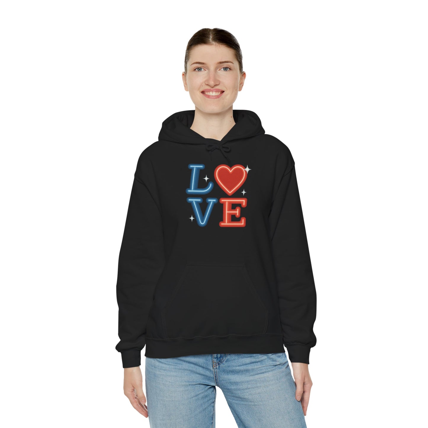 Unisex Hooded Sweatshirt with 'LOVE' Design - Cozy Gift for Friends, Valentine's Day, Casual Wear, Relaxation, Everyday Use
