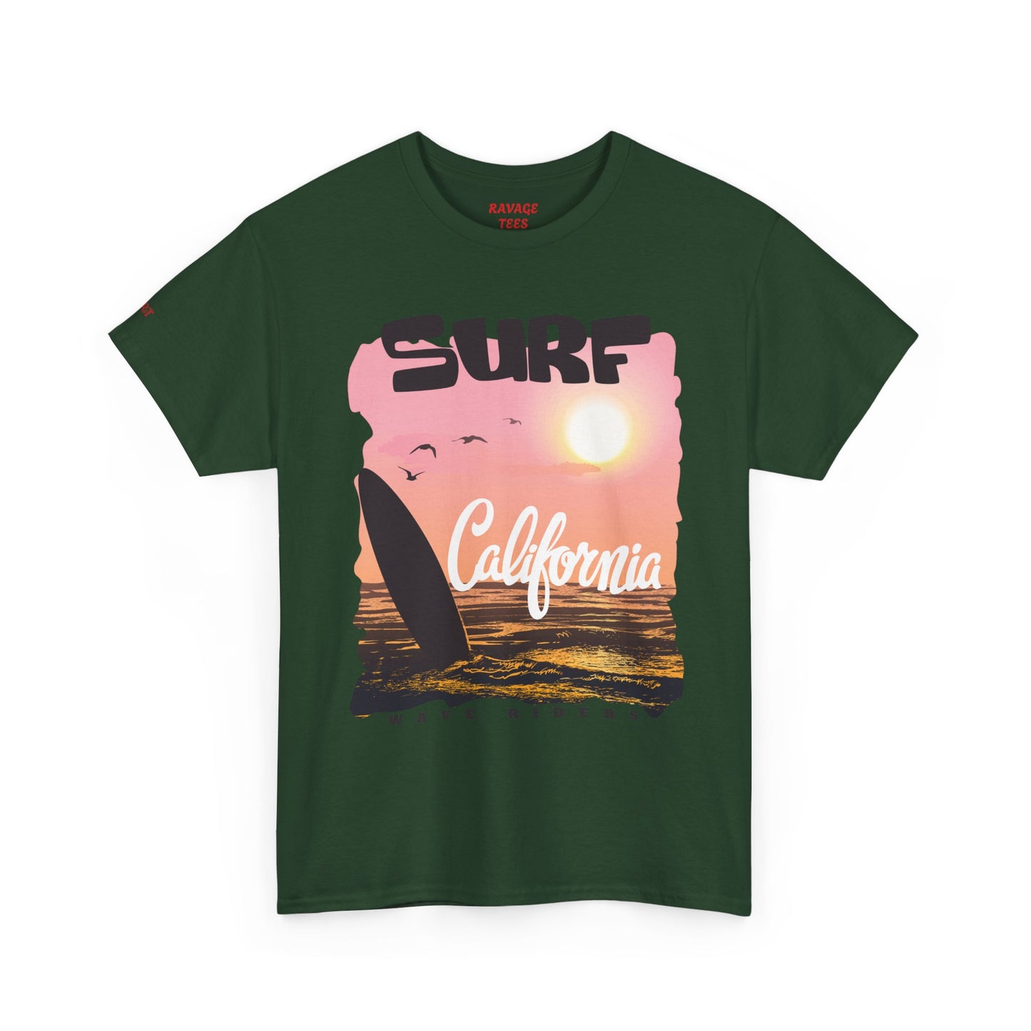 Surf California Suns Unisex Heavy Cotton Teet T-Shirt | Wave Riders Graphic Tee | Ravage Tees Beach & Surf Collection