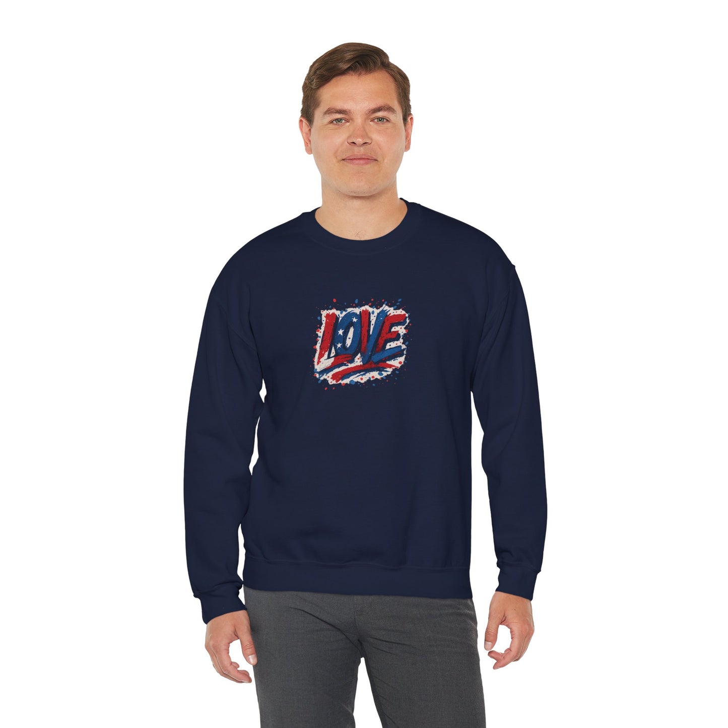 Patriotic Love Sweatshirt | Unisex Crewneck, Cozy Top for Celebrations, Gifts, Independence Day, Casual Style, Everyday Comfort