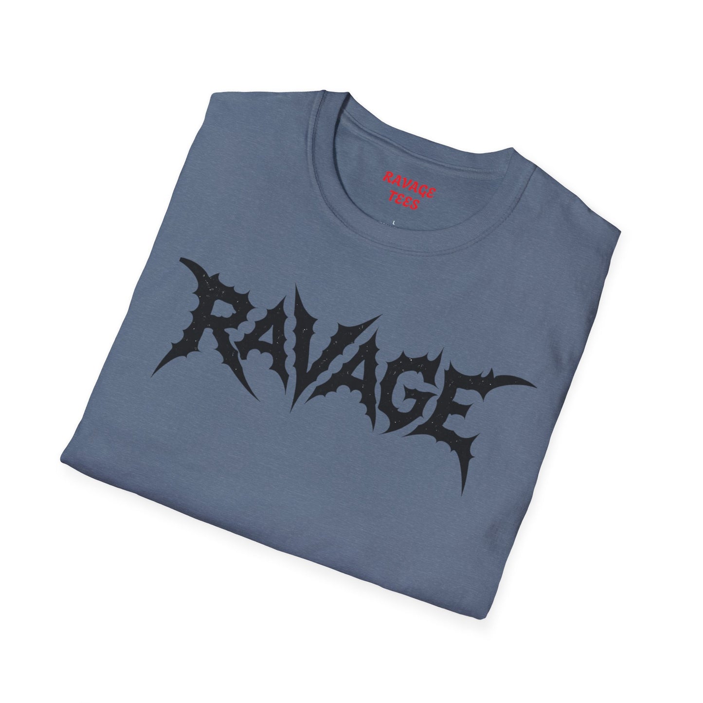 RAVAGE Graphic Tee, Unisex Softstyle T-Shirt for Music Lovers, Casual Daily Wear, Perfect Gift for Concerts & Festivals, Edgy Streetwear