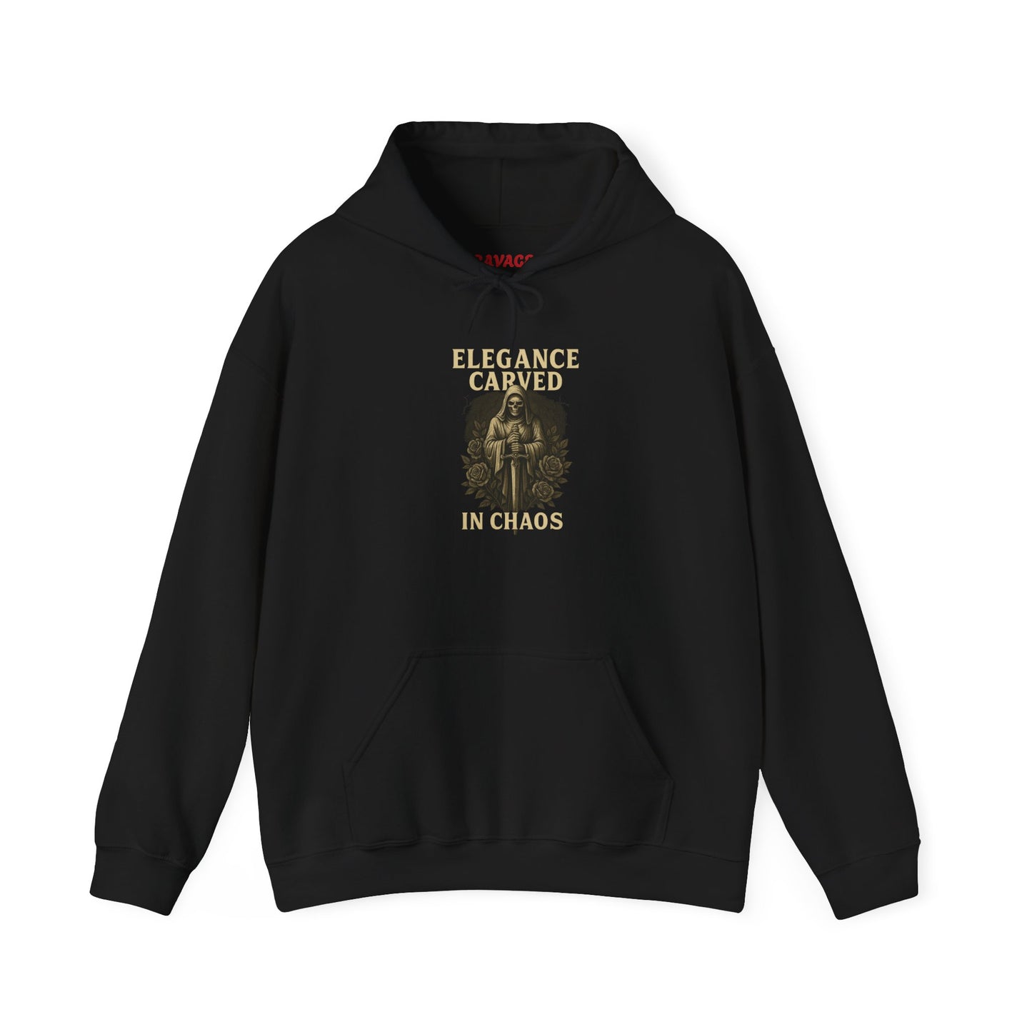 ELEGEANCE CARVED IN CHAOS Graphic Hoodie – Unisex Pullover Sweatshirt for Nature Lovers | Cozy Streetwear for Spring, Casual Wear & Eco-Friendly Gifts