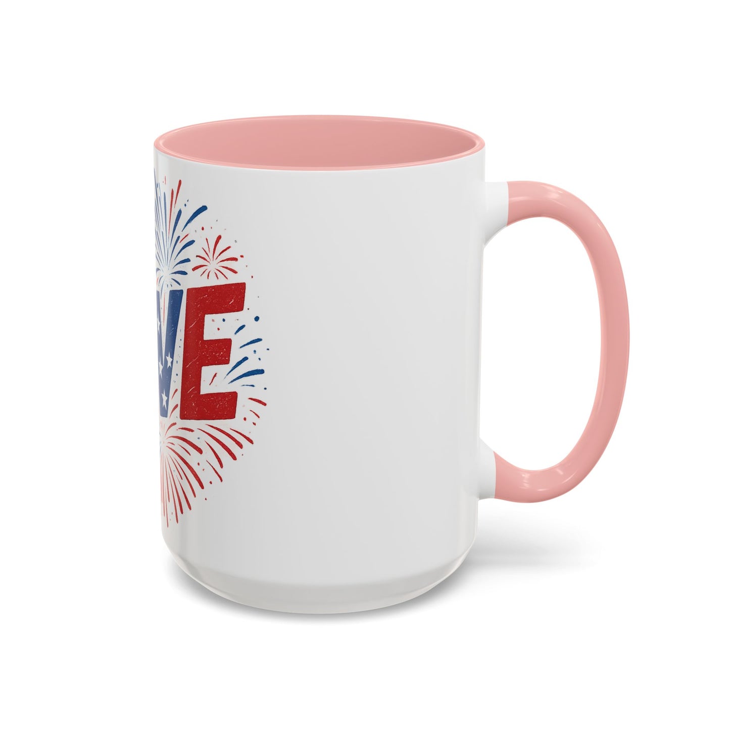 Patriotic Love Coffee Mug for Independence Day, Love Mug, Fireworks Gift, Holiday Drinkware, Celebration Cup