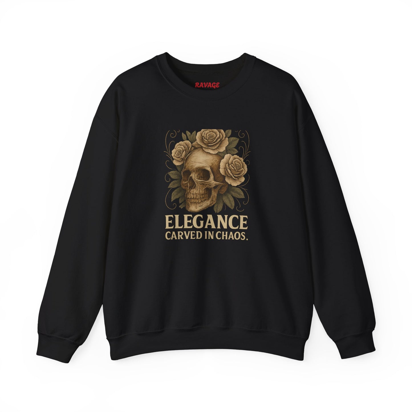 ELEGANCE CARVED IN CHAOS Unisex Crewneck Sweatshirt – Heavy Blend Pullover for Casual Wear | Cozy Streetwear Gift for Her, Feminist Fashion Statement